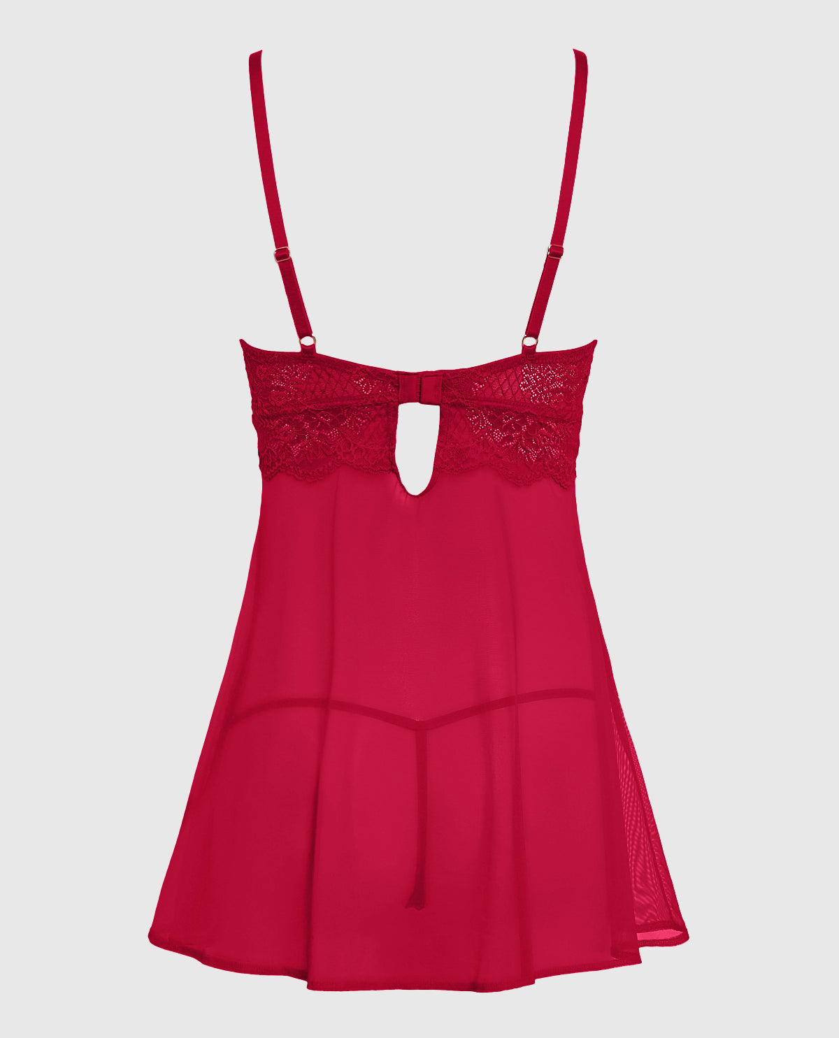 Unlined Balconette Lace Babydoll in Cosmo Red