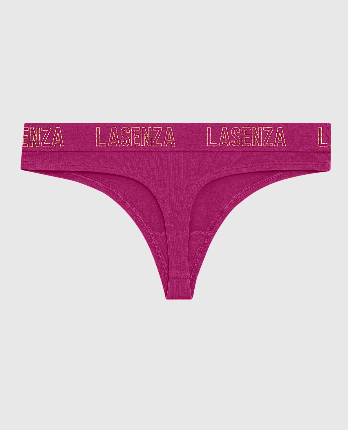 Thong Panty with Logo Band in Outrageous Pink