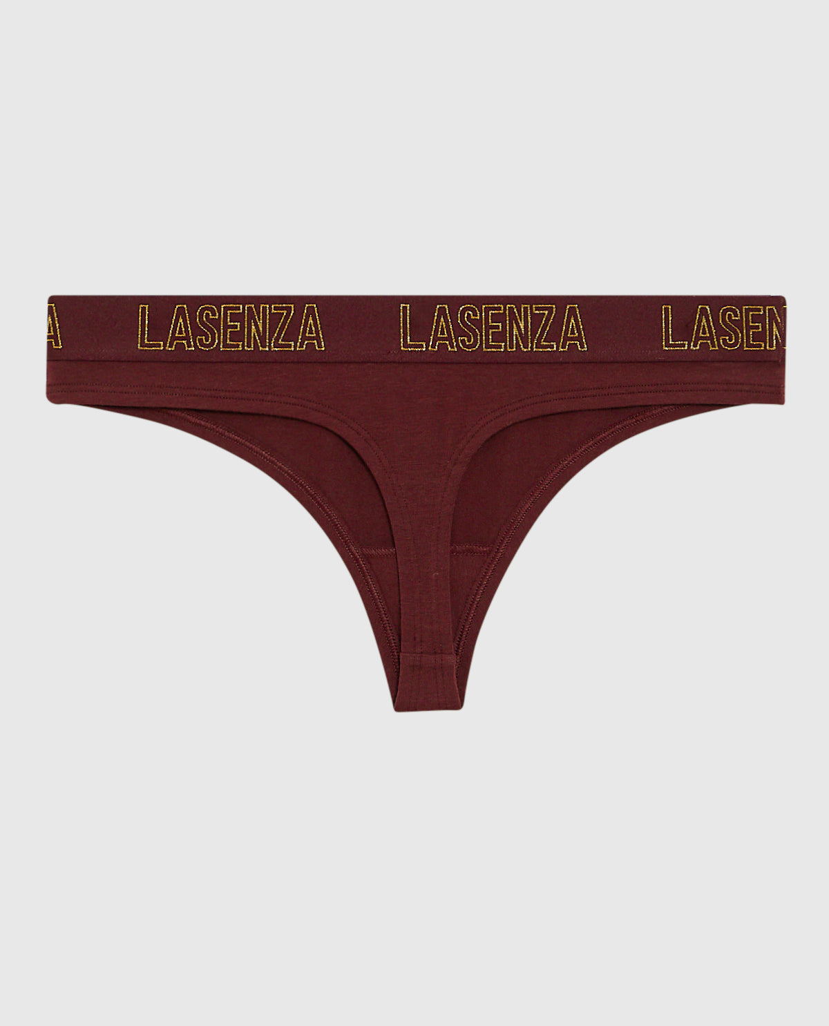 Thong Panty with Logo Band in Red Wine