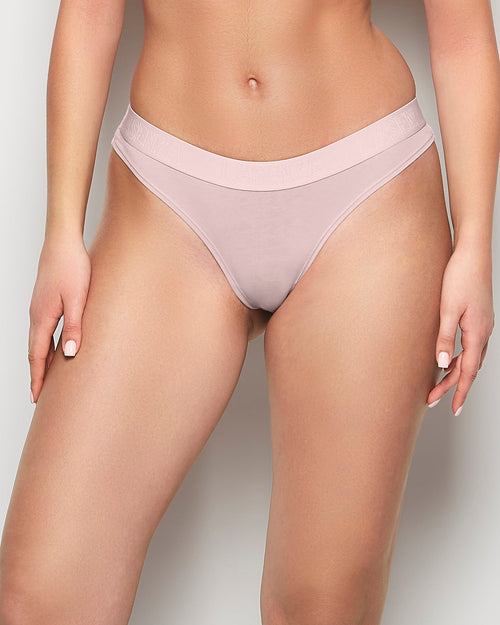 Thong Panty with Logo Band in Iced Lilac