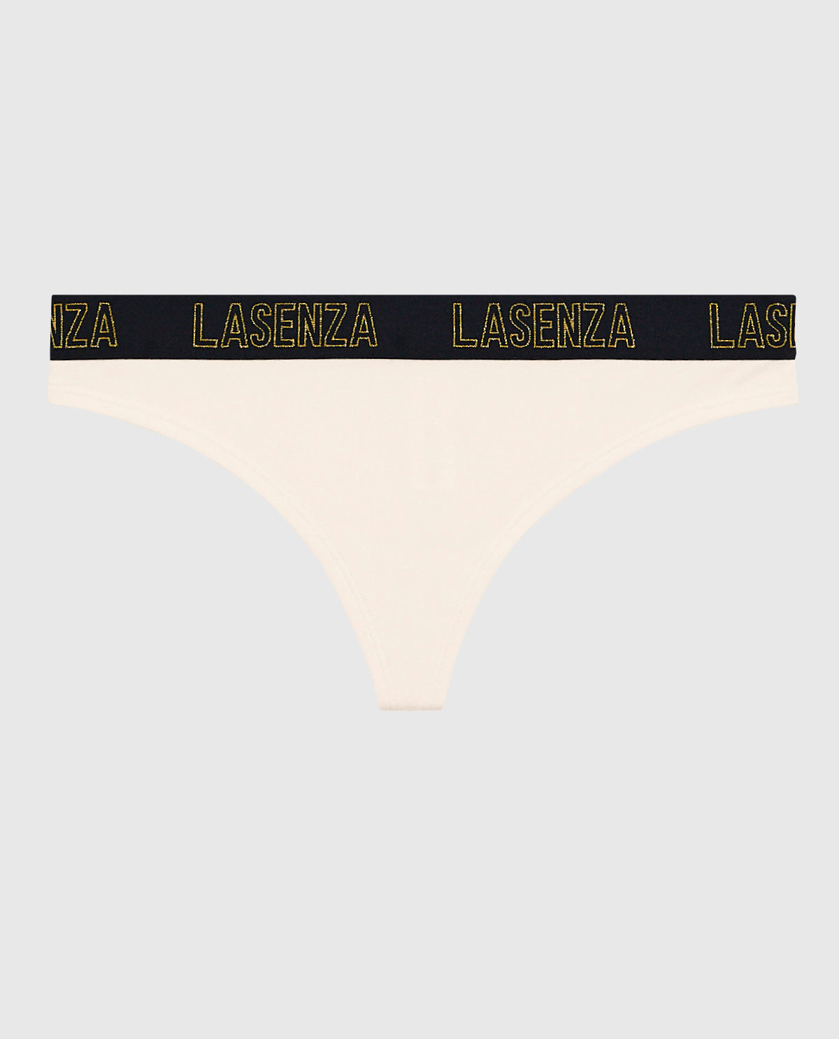 Thong Panty with Logo Band in Ivory Dawn