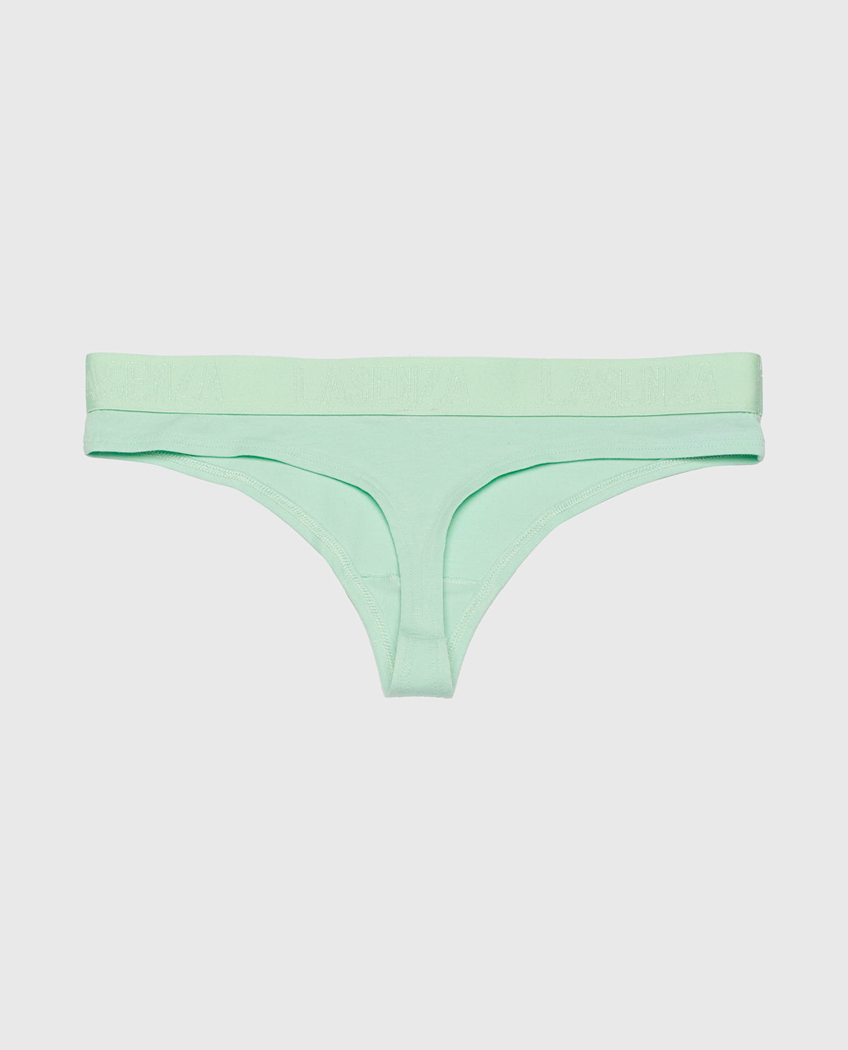 Thong Panty with Logo Band in Mist Green
