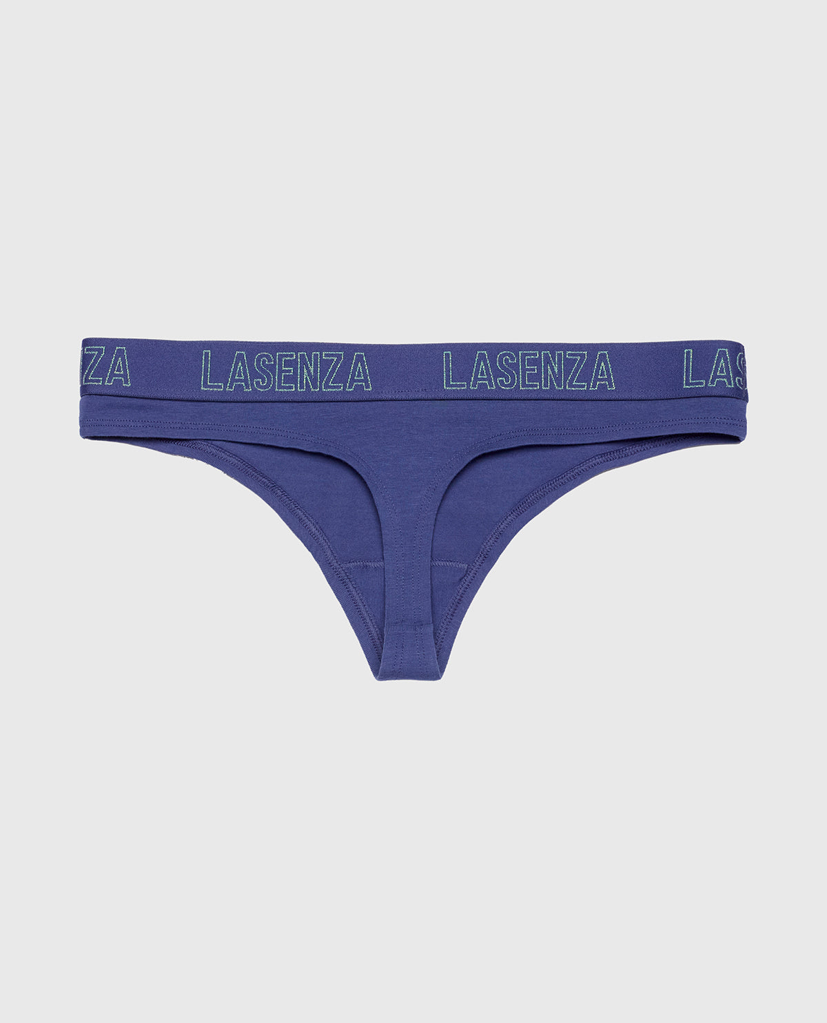Thong Panty with Logo Band in Dusk Blue
