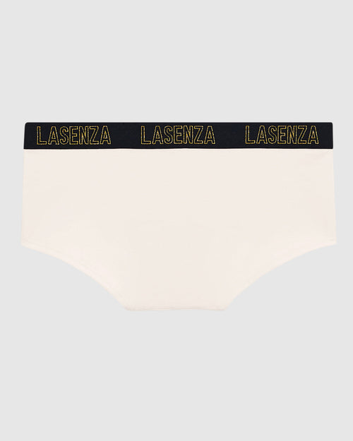 Boyshort Panty with Logo Band in Ivory Dawn
