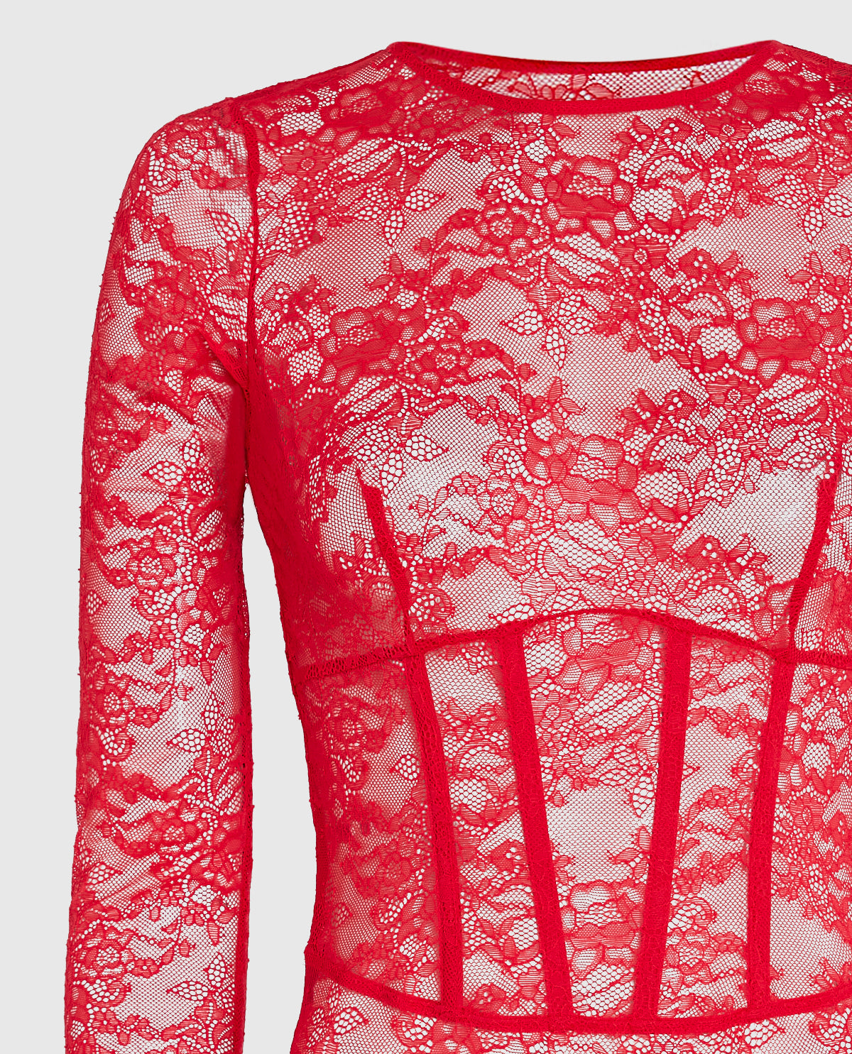 Unlined Long Sleeve Bodysuit in Cosmo Red