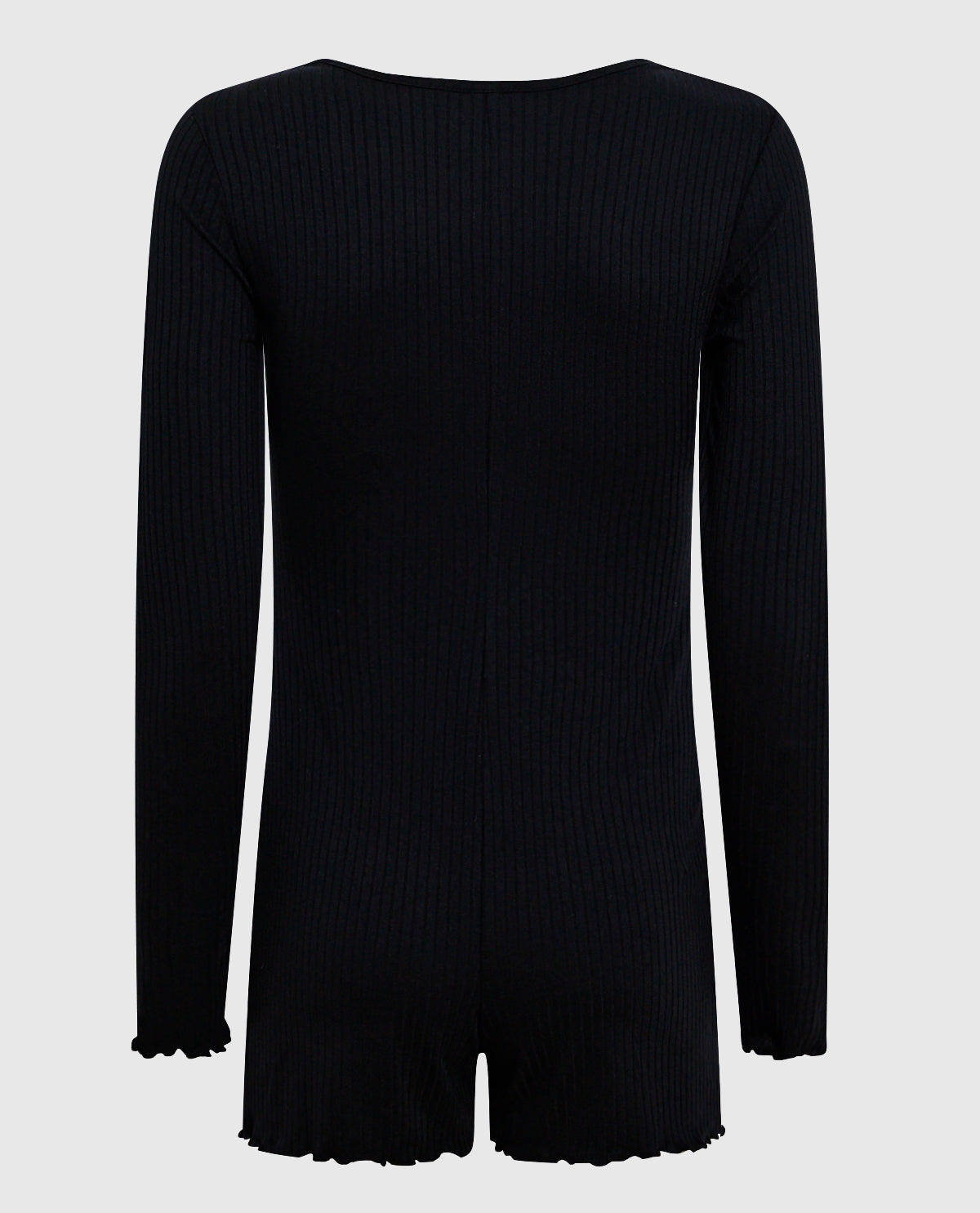 Long Sleeve Ribbed Onesie in Smoulder Black
