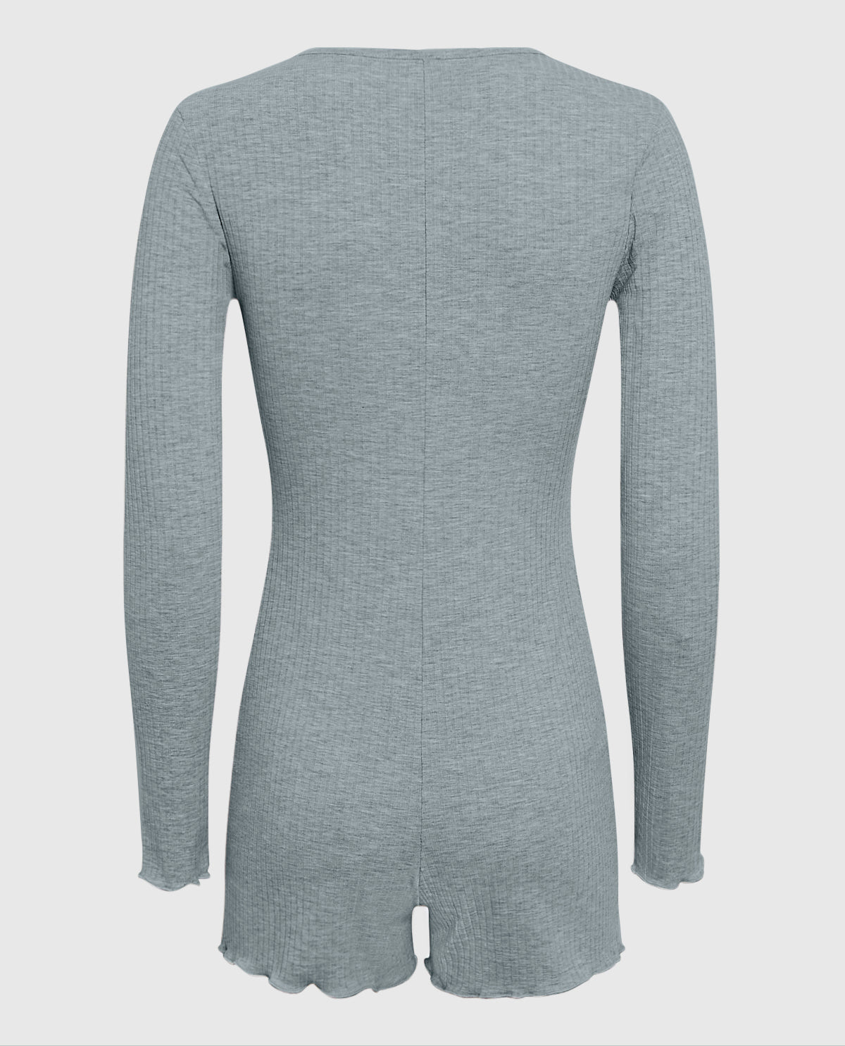 Long Sleeve Ribbed Onesie in Cool Gray