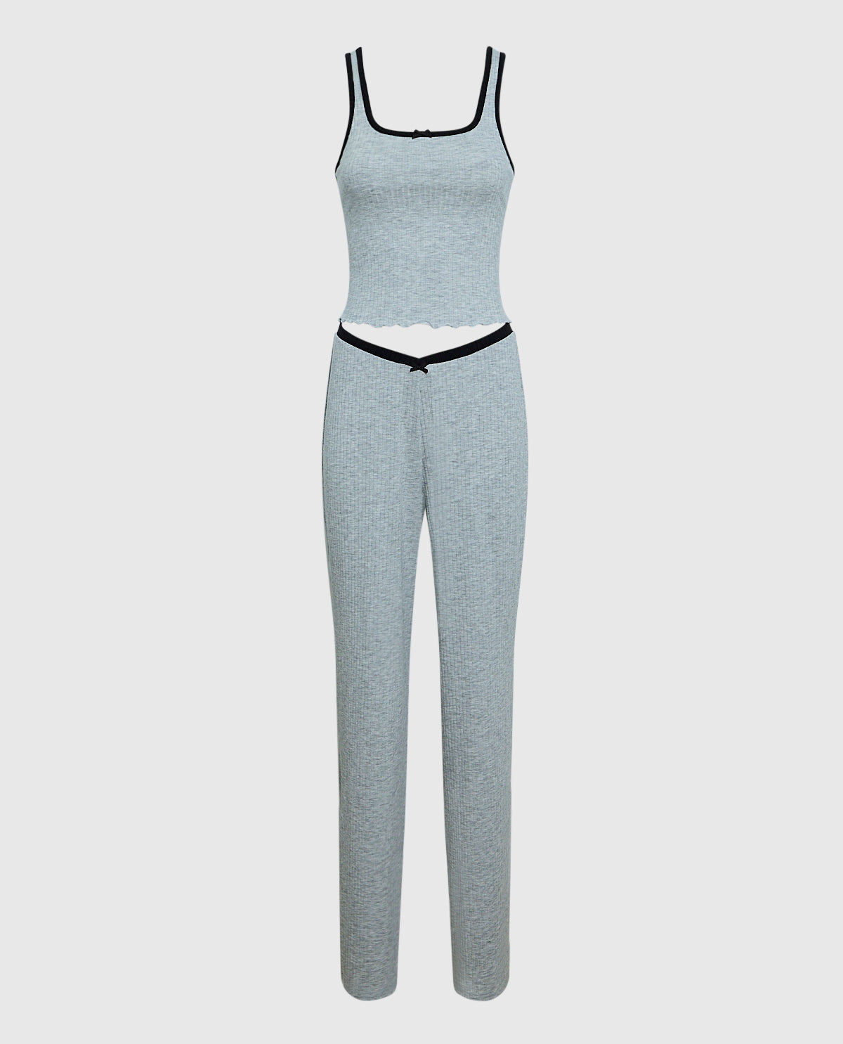 Ribbed Pajama Pant with V-Waist in Cool Gray