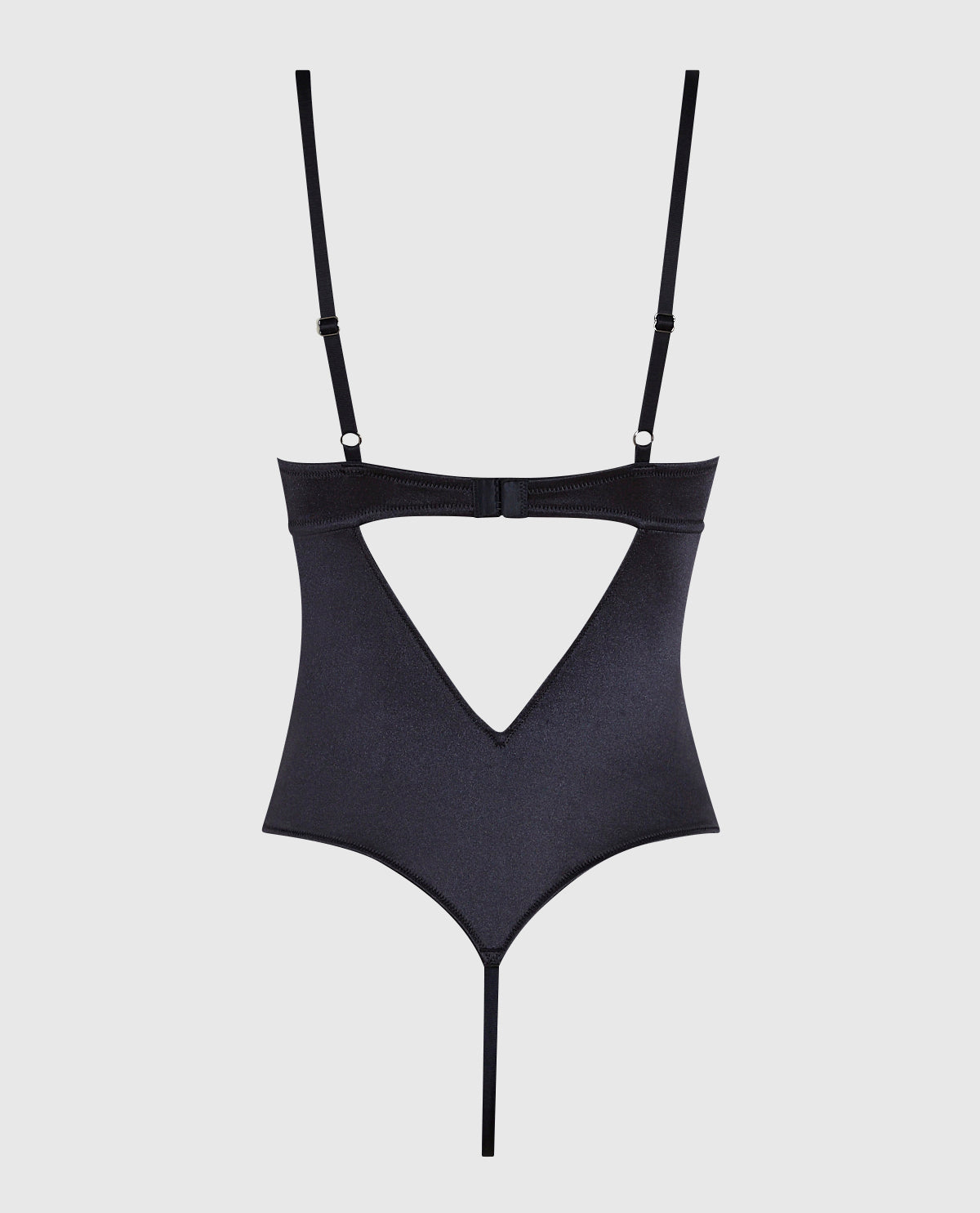 Satin Push Up Bodysuit in Smoulder Black