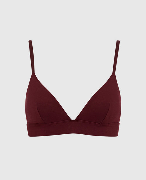 Unlined Bralette with V Neck in Red Wine