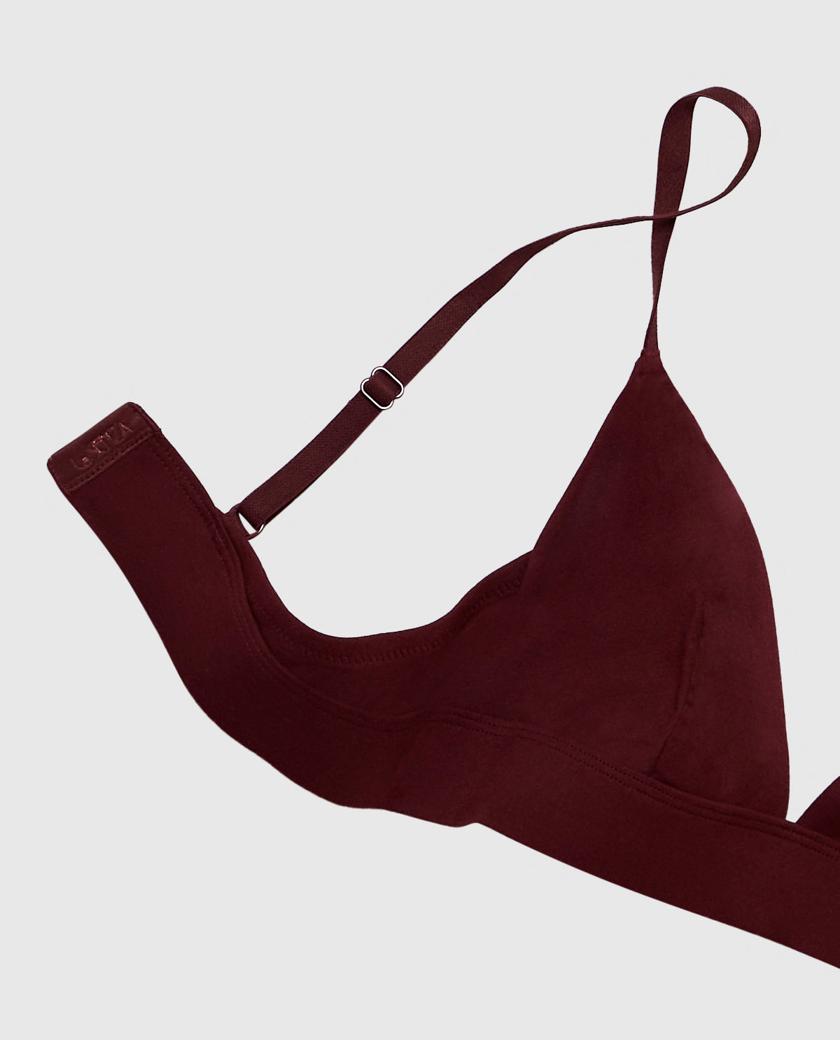 Unlined Bralette with V Neck in Red Wine