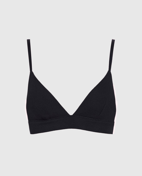 Unlined V Neck Bralette in Black