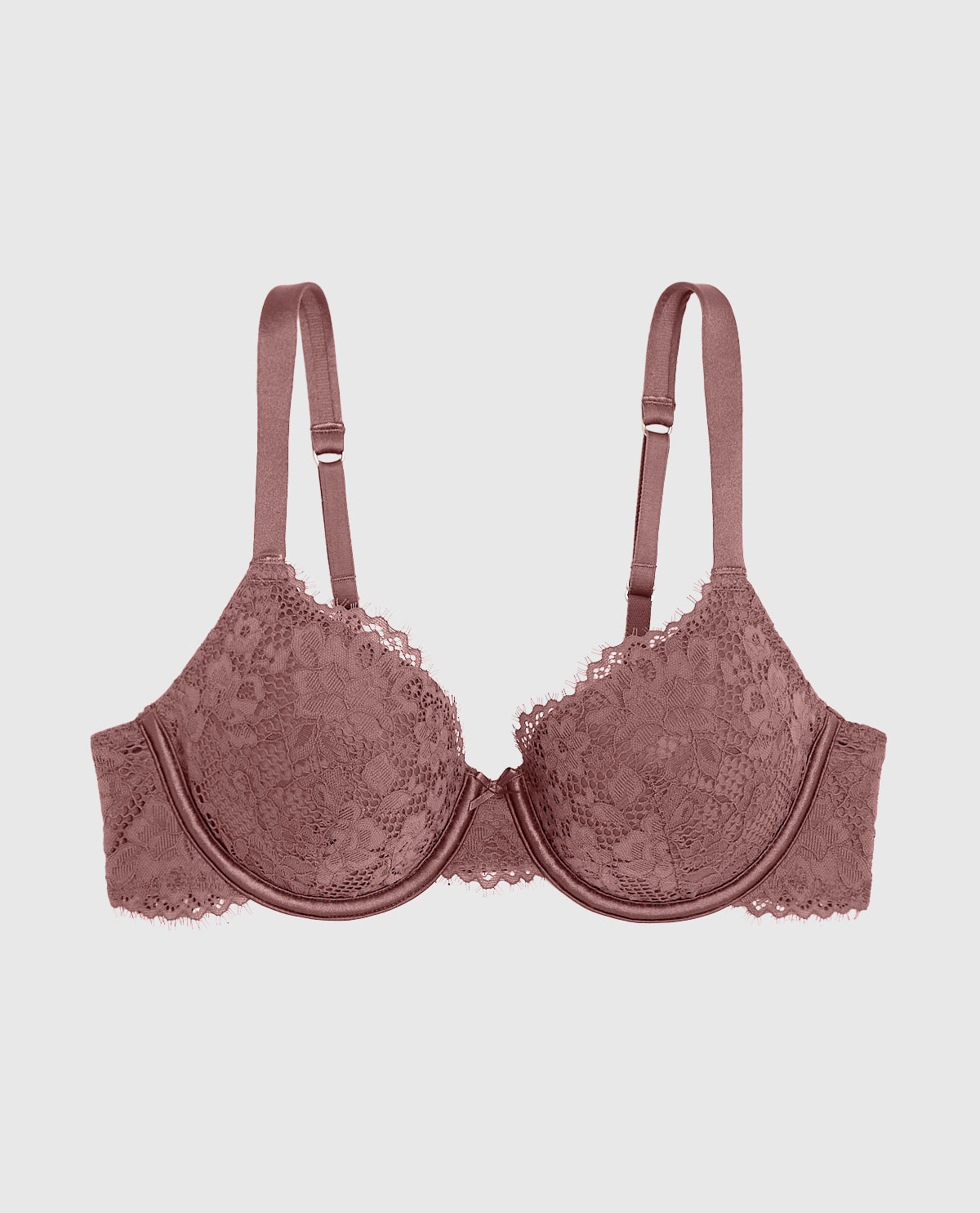Lightly Lined Lace Full Coverage Bra in Dusty Cedar