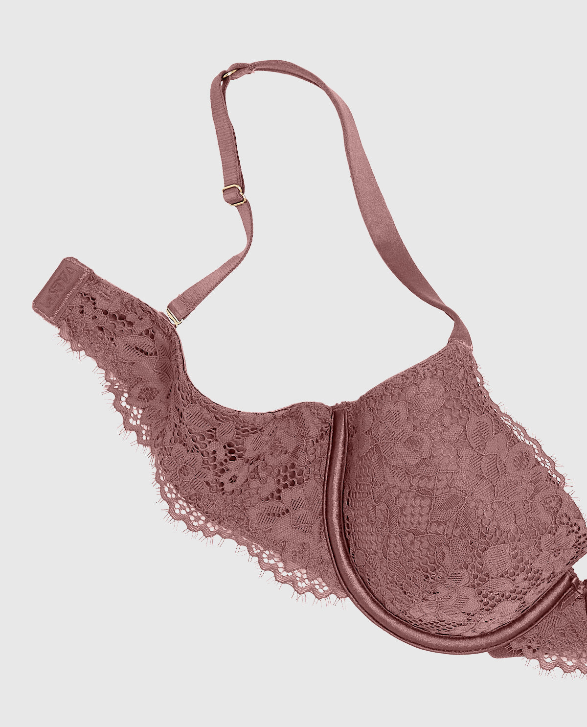 Lightly Lined Lace Full Coverage Bra in Dusty Cedar