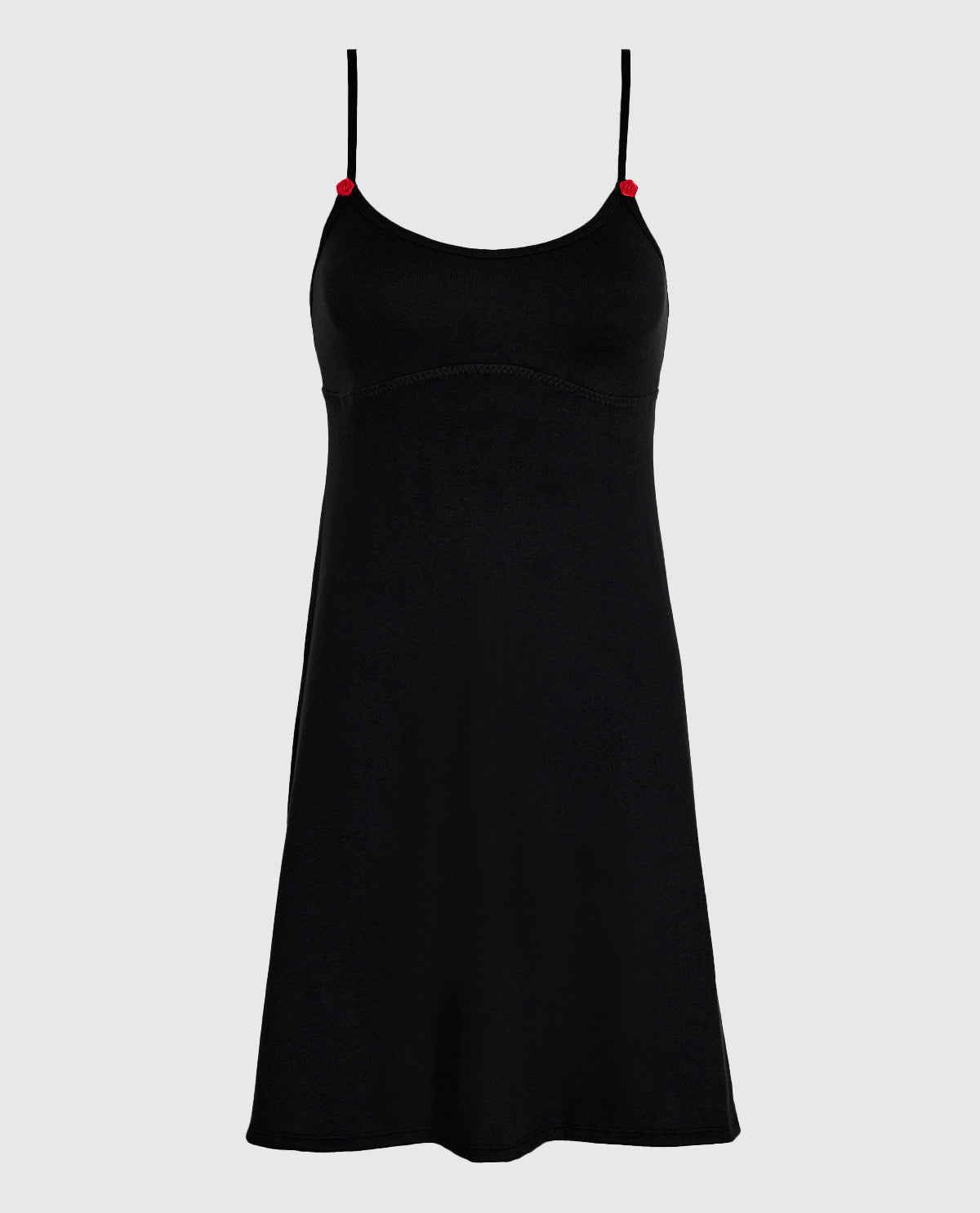 Sleep Dress with Rosette in Black