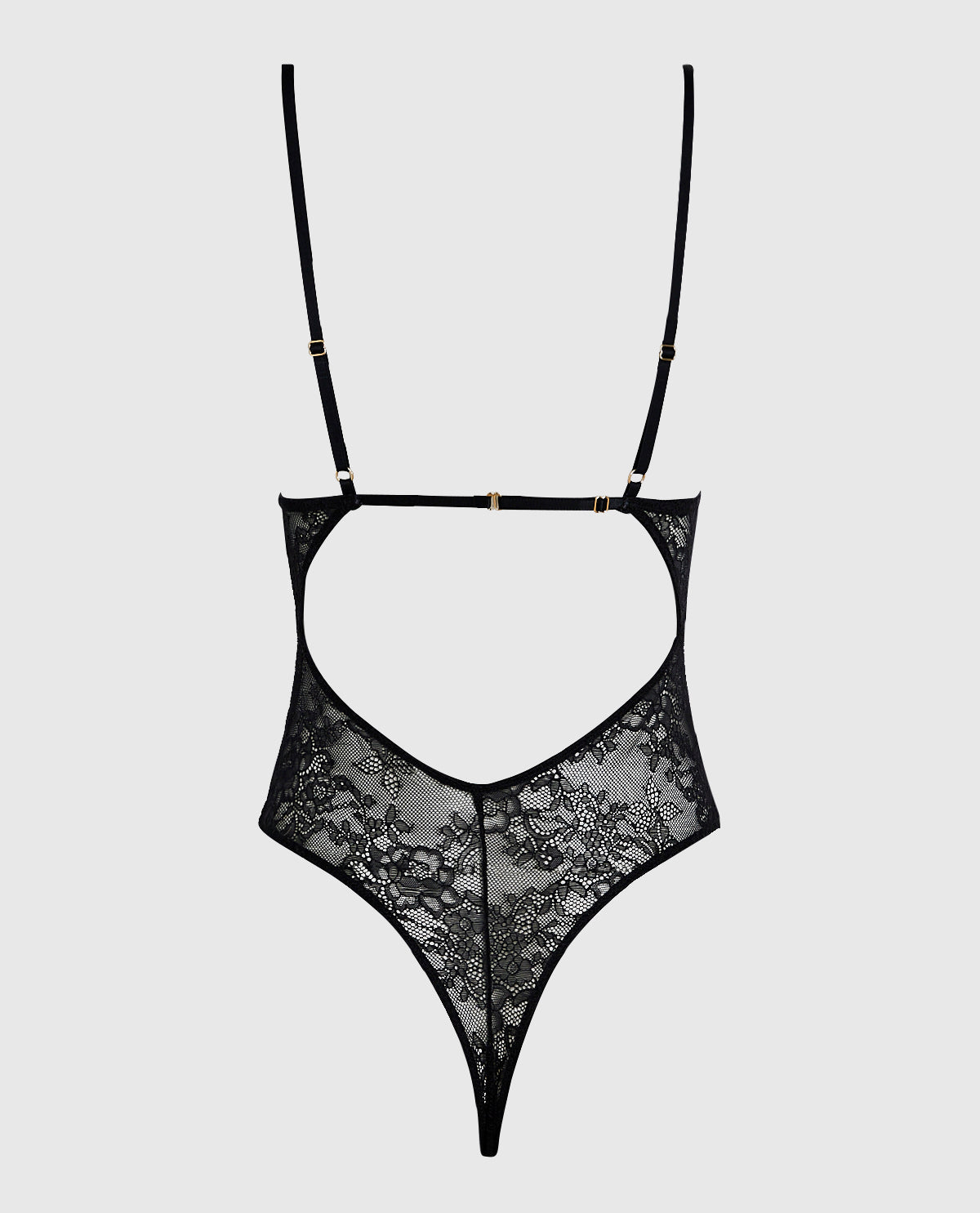 Unlined Lace Bodysuit with Cutout in Black