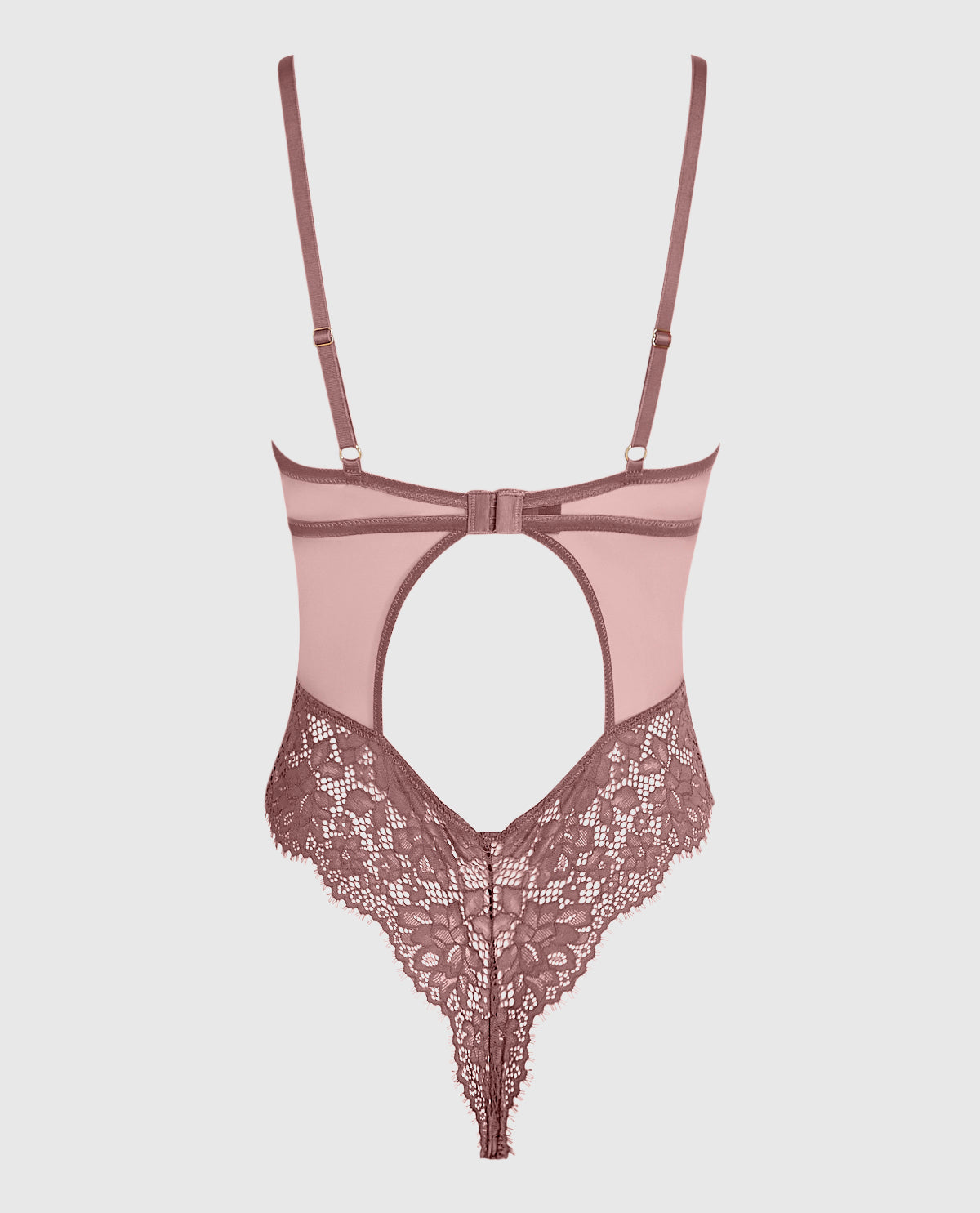 Lightly Lined Lace Bodysuit in Dusty Cedar