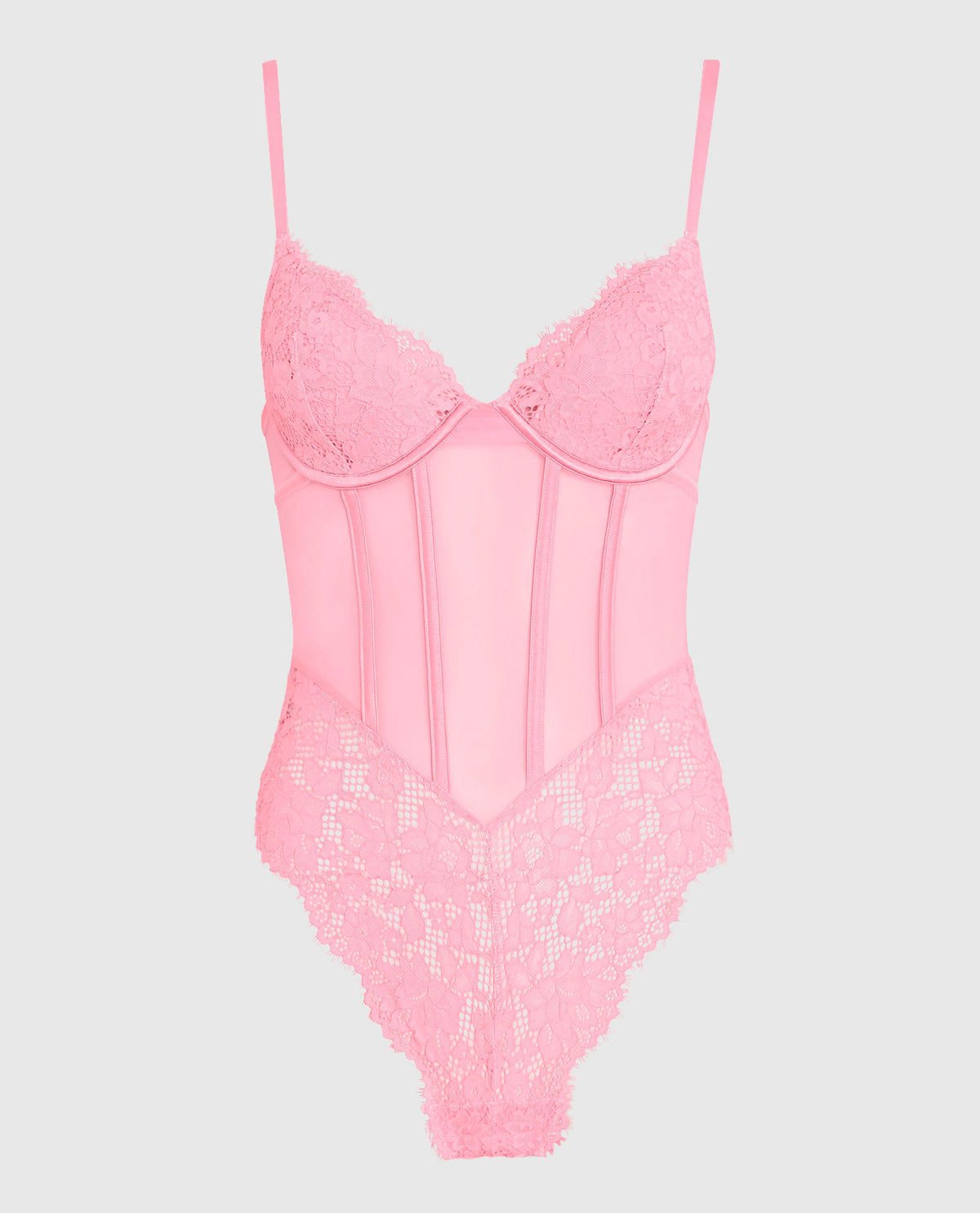Lightly Lined Lace Bodysuit in Make Me Blush