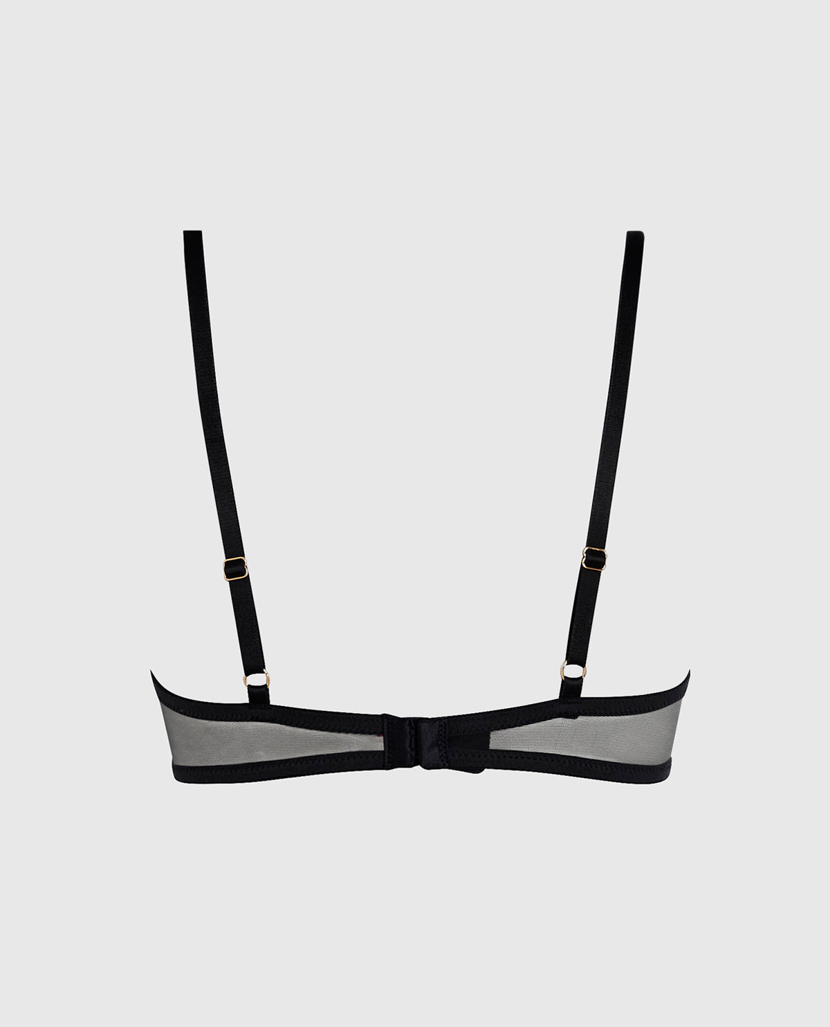 Unlined Mesh Bra with Picot Trim in Black