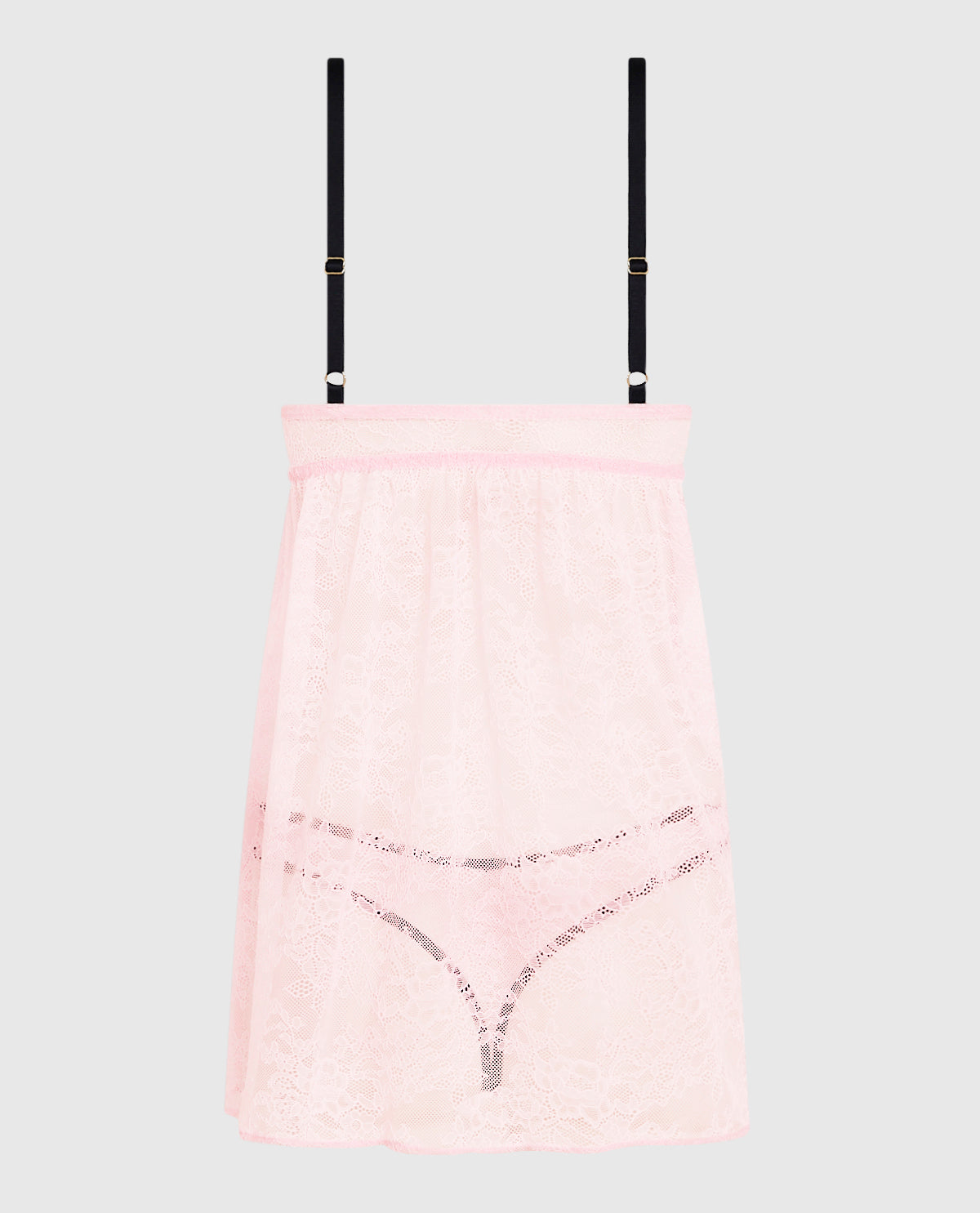 Push Up Lace Babydoll in Pink-A-Boo