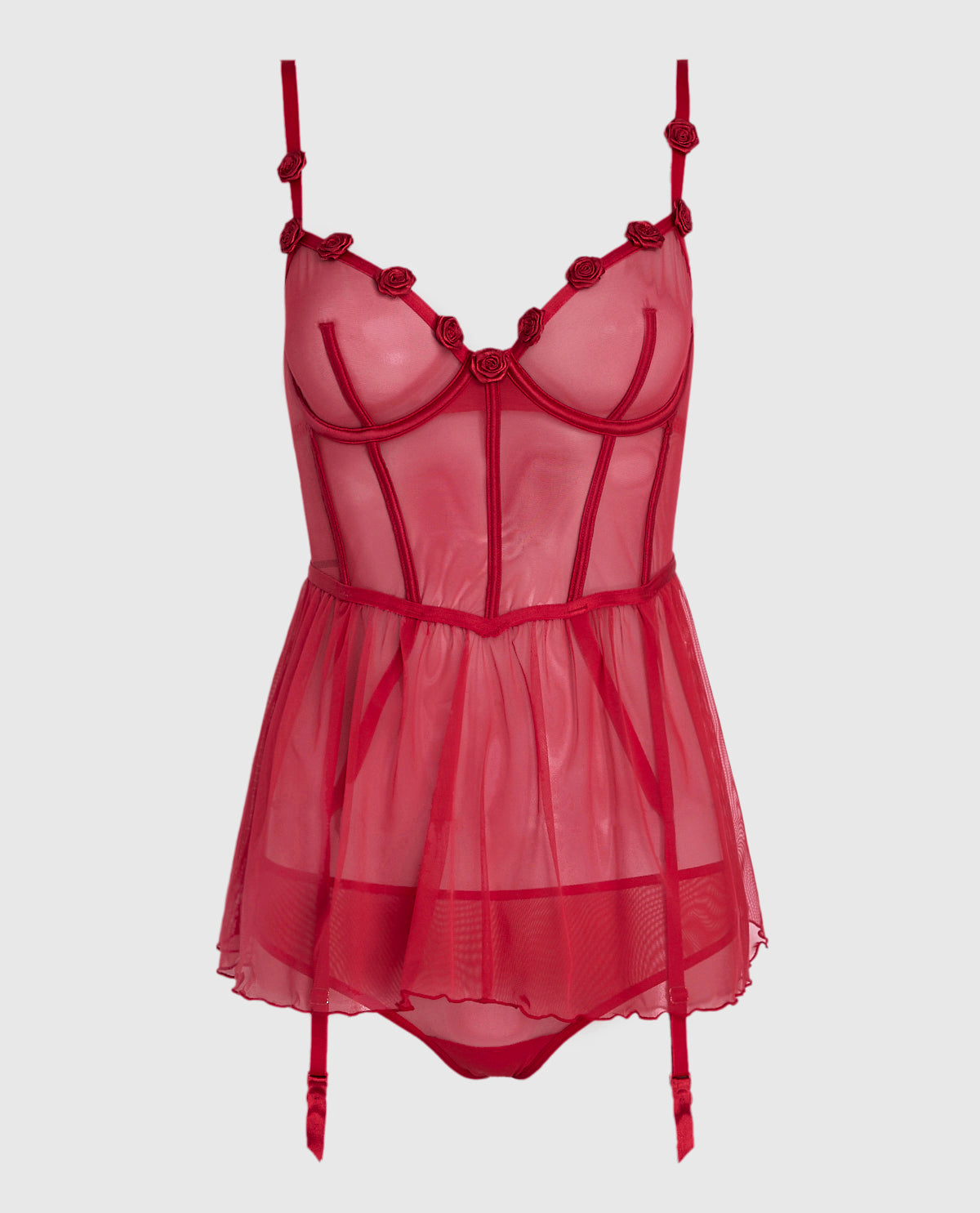 Unlined Babydoll with Rosette in Cosmo Red