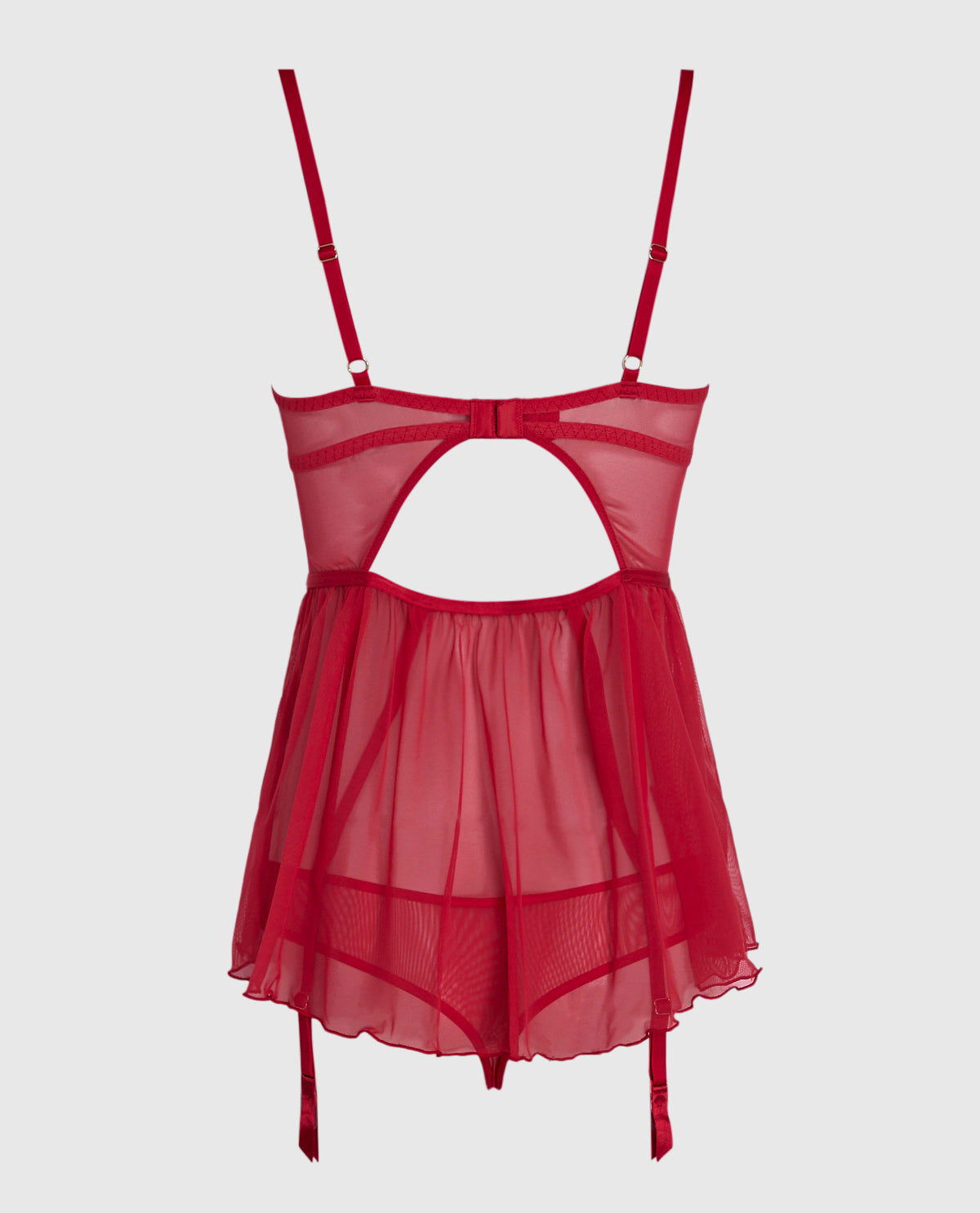 Unlined Babydoll with Rosette in Cosmo Red