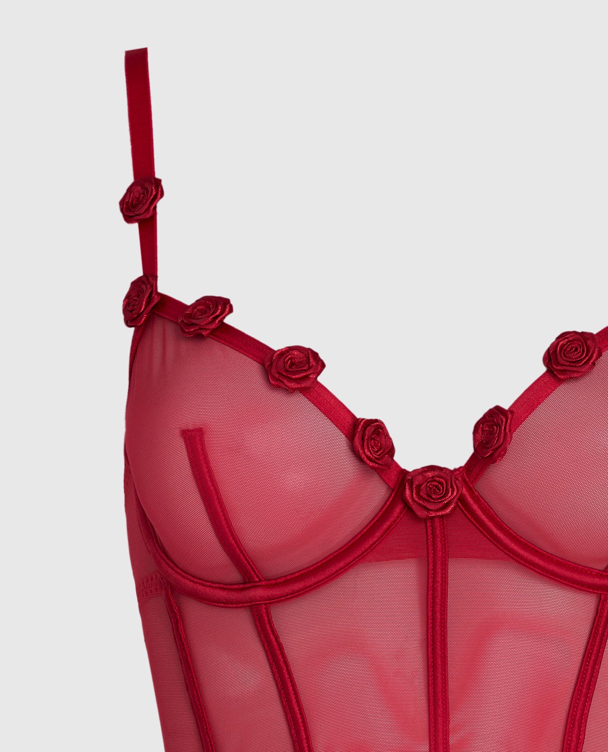 Unlined Babydoll with Rosette in Cosmo Red