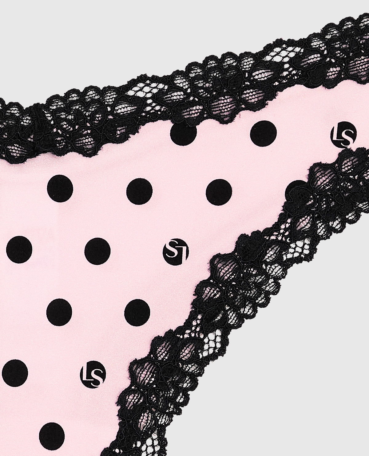 Thong Panty with Lace Trim in LS Dot
