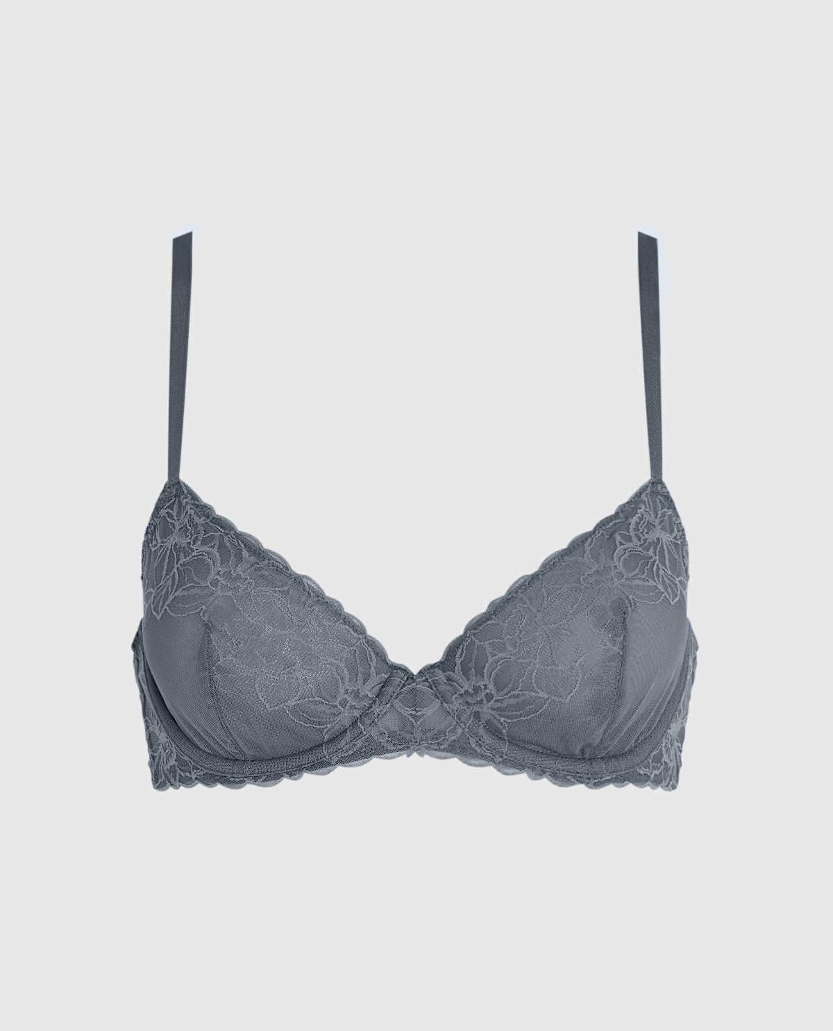 Unlined Lace Demi Bra in Stormy Weather