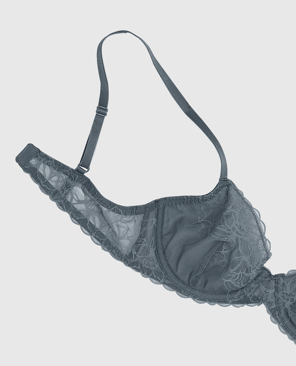 Unlined Lace Demi Bra in Stormy Weather