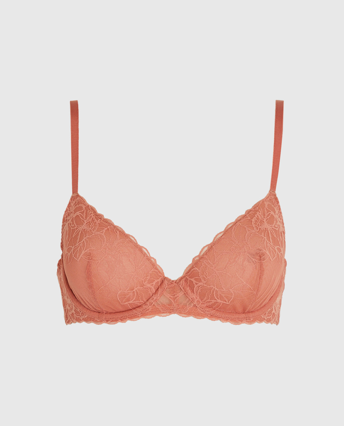 Unlined Lace Demi Bra in Rosy Blush