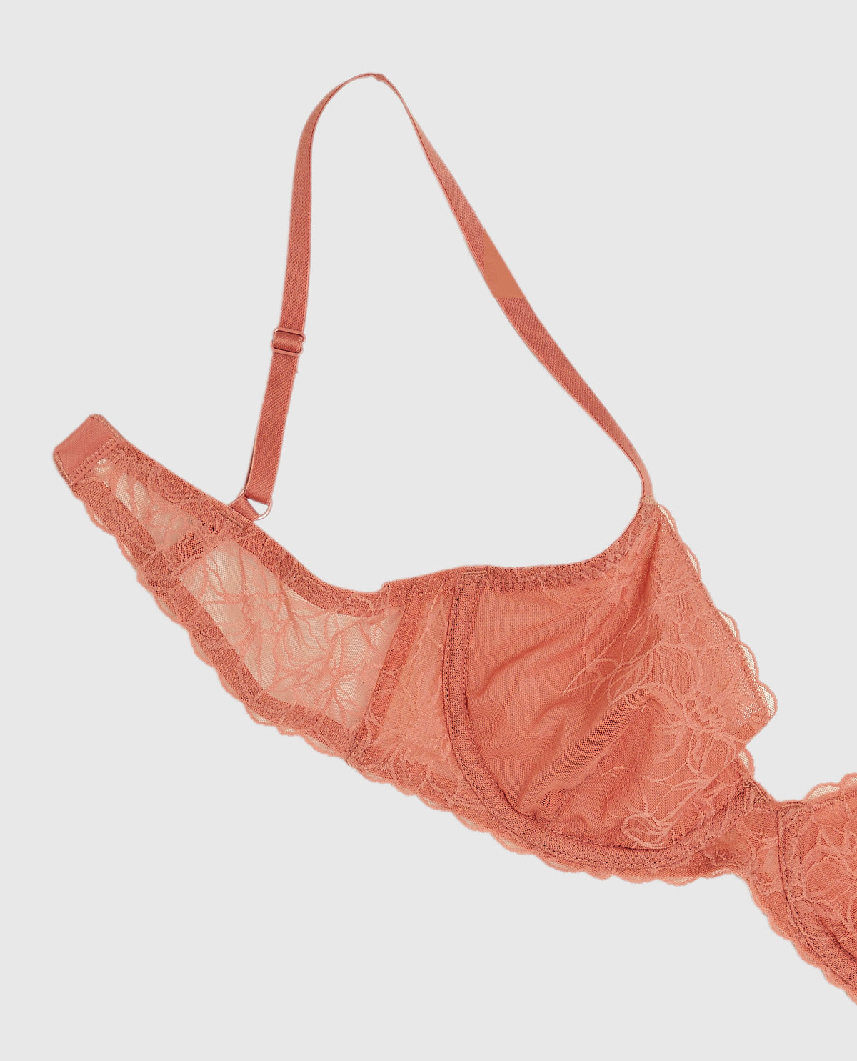Unlined Lace Demi Bra in Rosy Blush