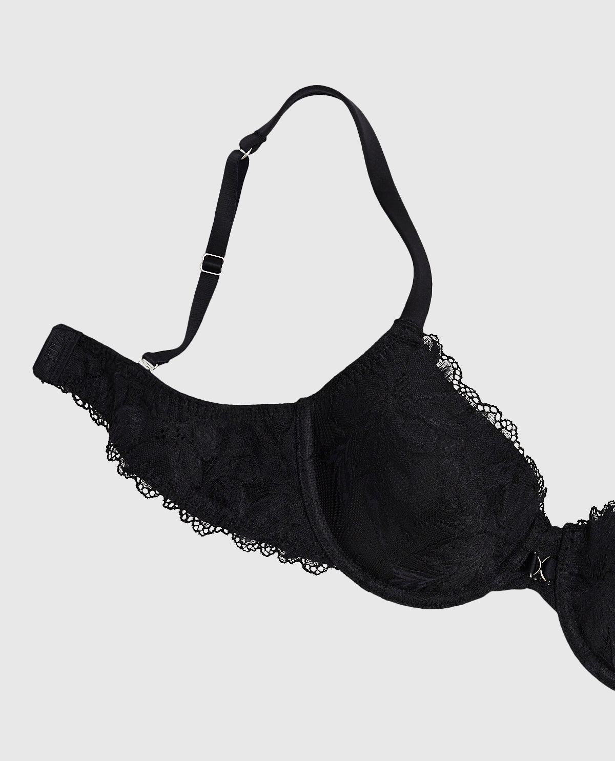 Lightly Lined Lace Full Coverage Bra in Black