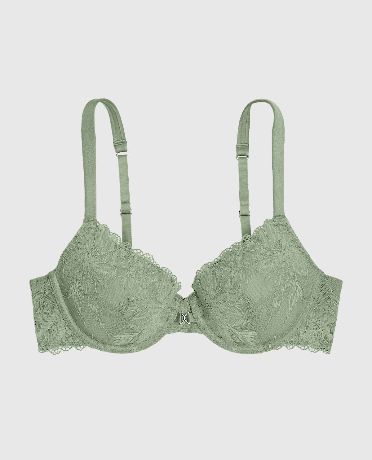 Lightly Lined Lace Full Coverage Bra in Soft Sage