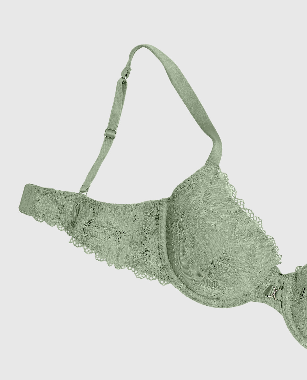 Lightly Lined Lace Full Coverage Bra in Soft Sage