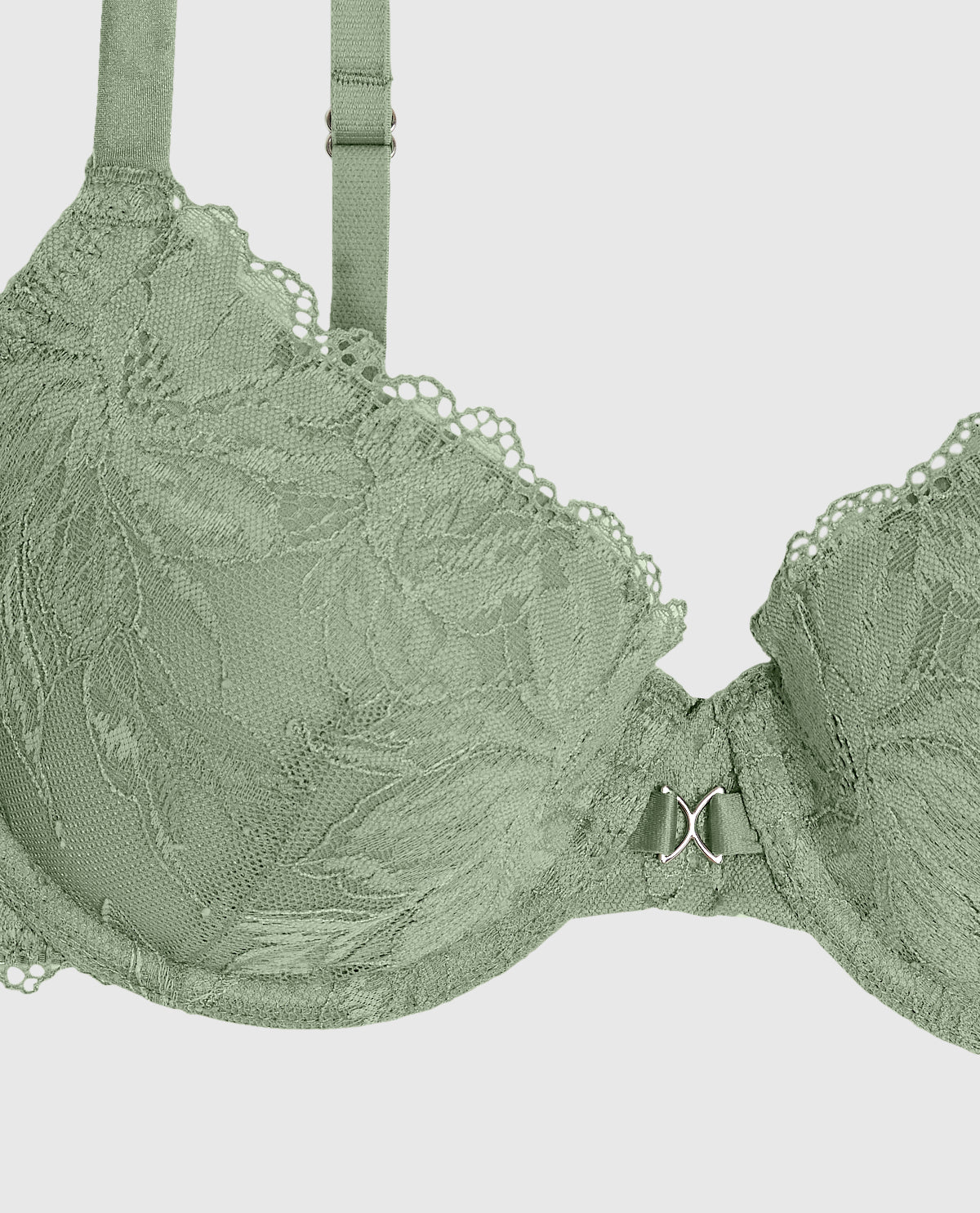 Lightly Lined Lace Full Coverage Bra in Soft Sage