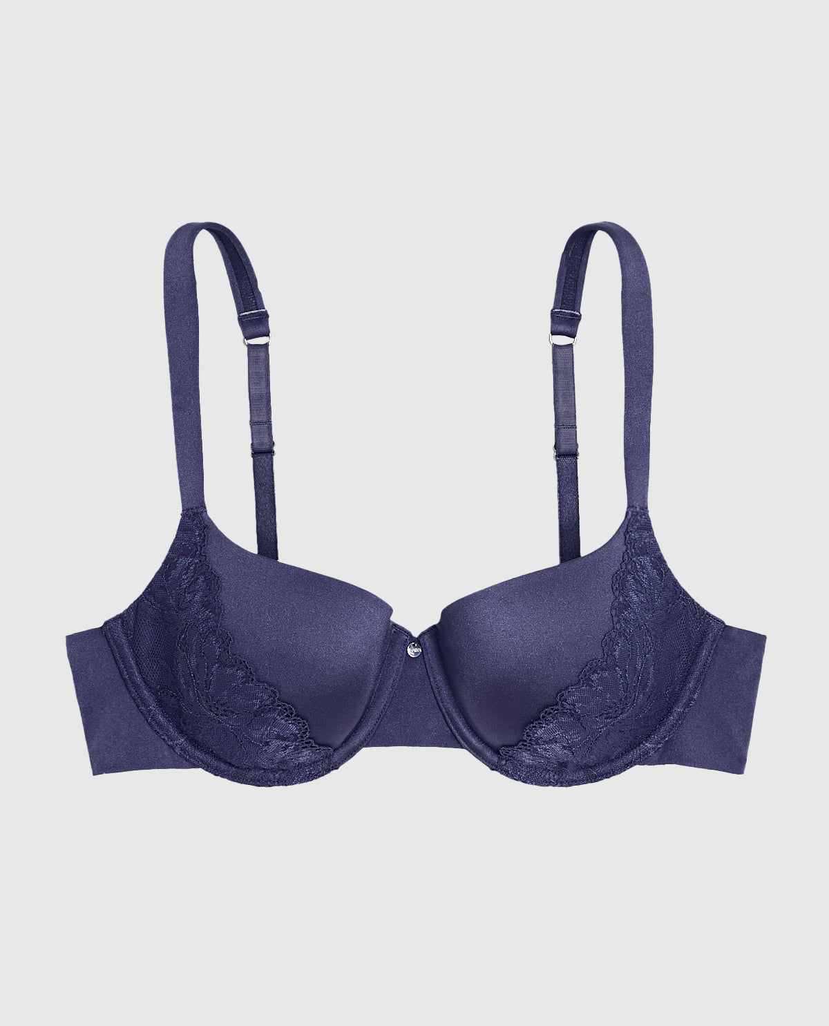 Lightly Lined Balconette Bra with Lace in Dusk Blue