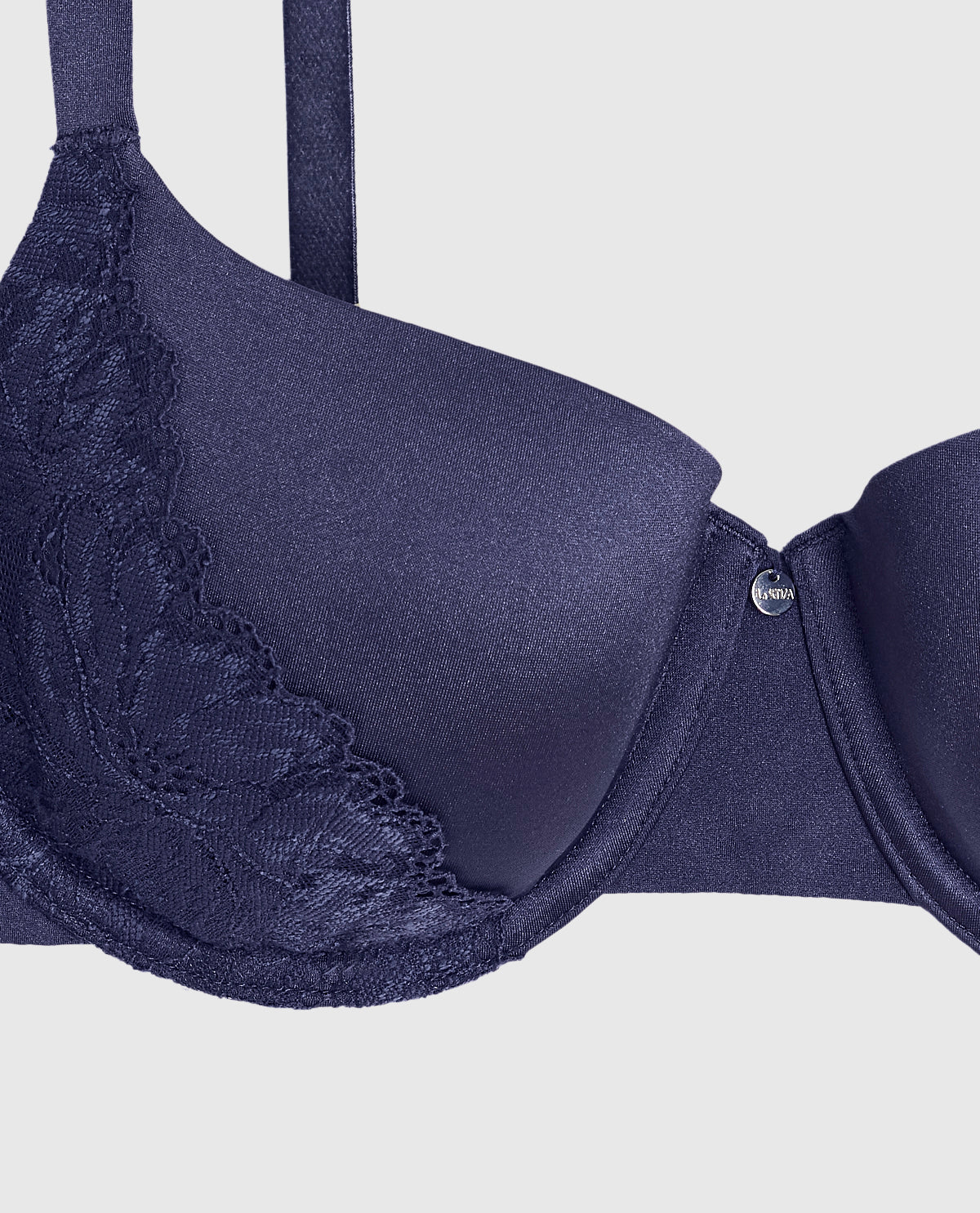 Lightly Lined Balconette Bra with Lace in Dusk Blue