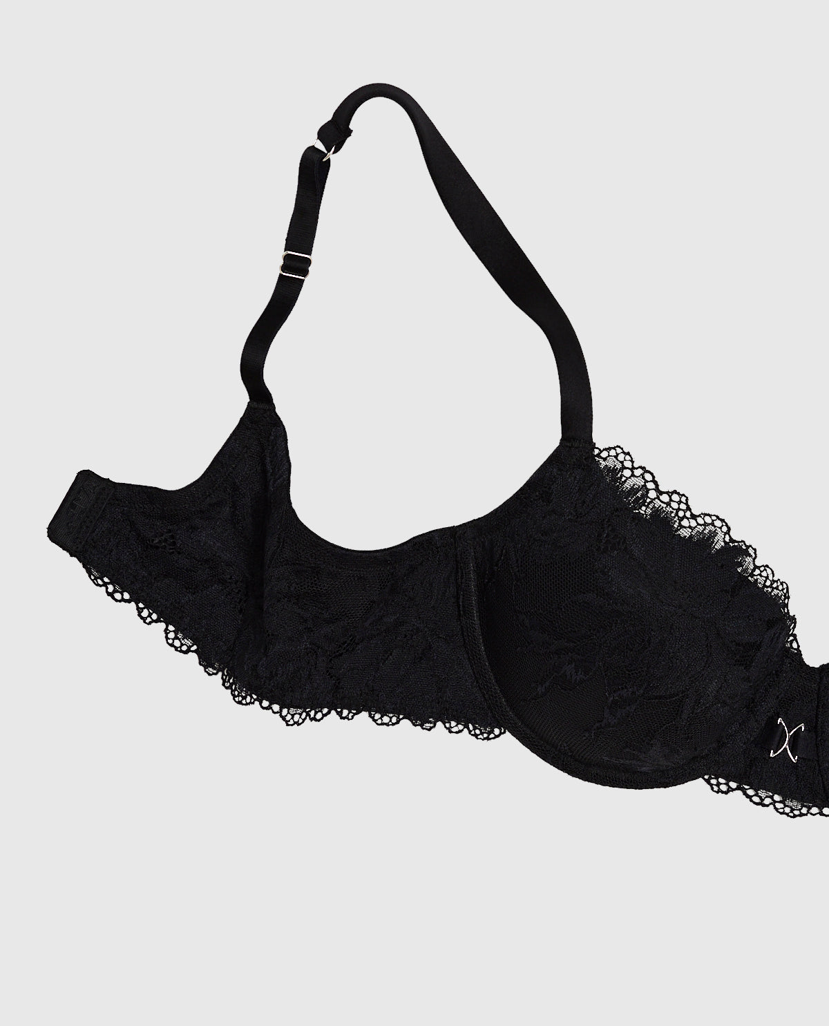 Lightly Lined Lace Balconette Bra in Black