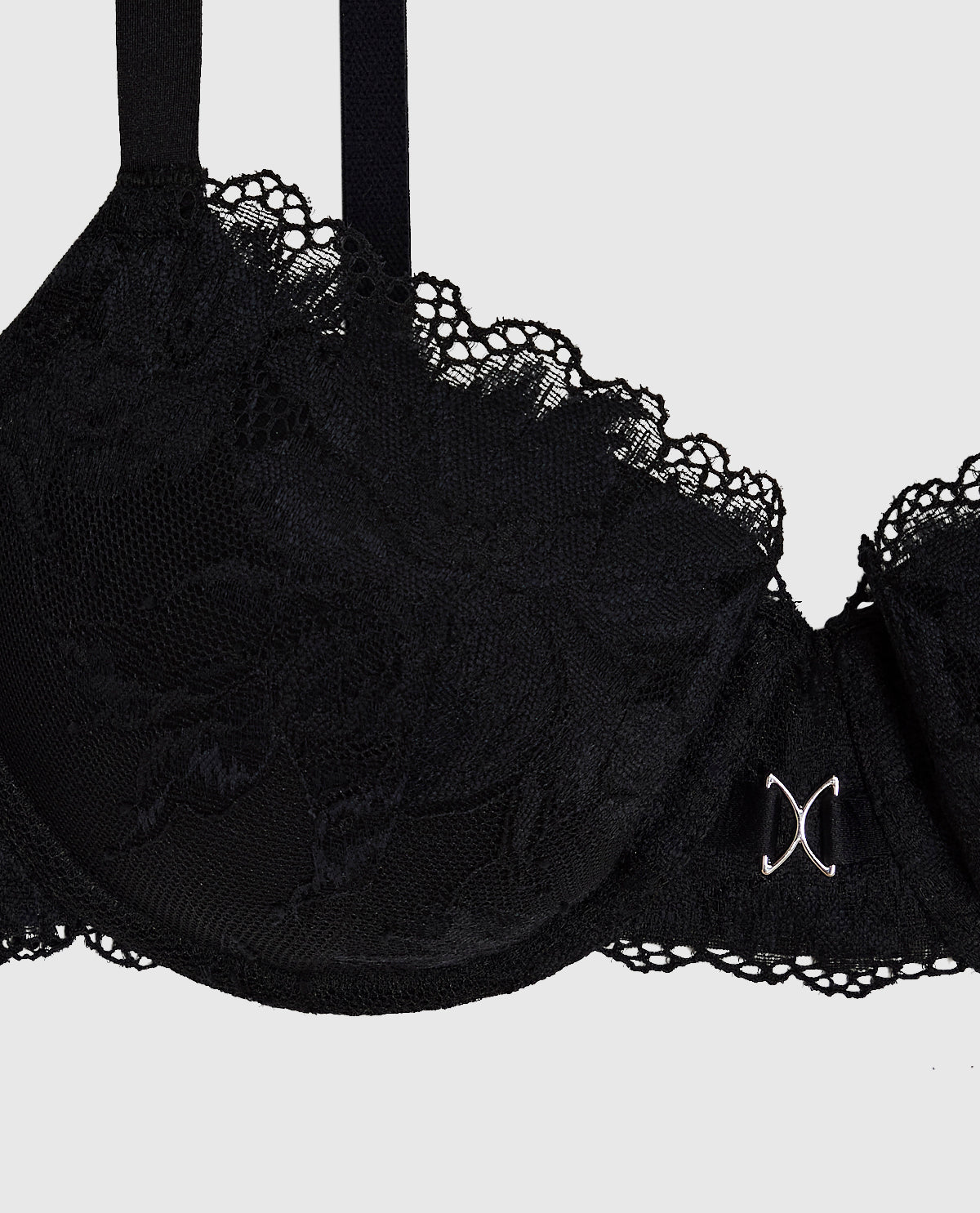 Lightly Lined Lace Balconette Bra in Black