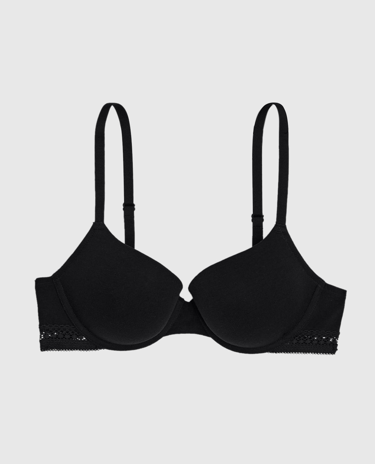 Lightly Lined Demi Bra with Lace in Black