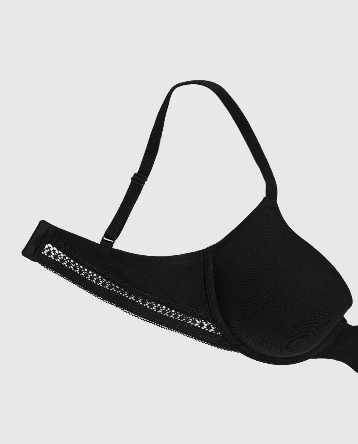 Lightly Lined Demi Bra with Lace in Black