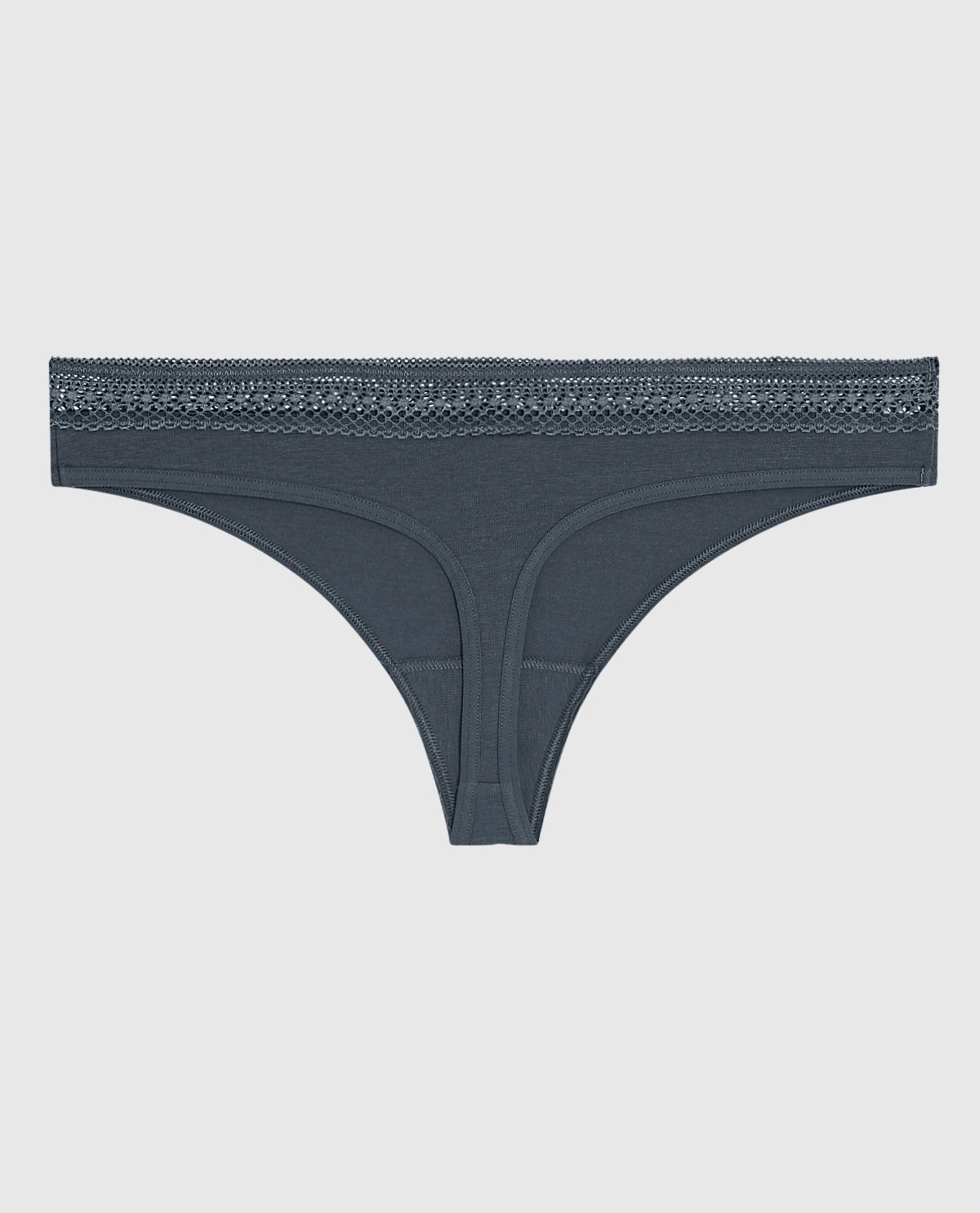 Thong Panty with Elemental Lace in Stormy Weather