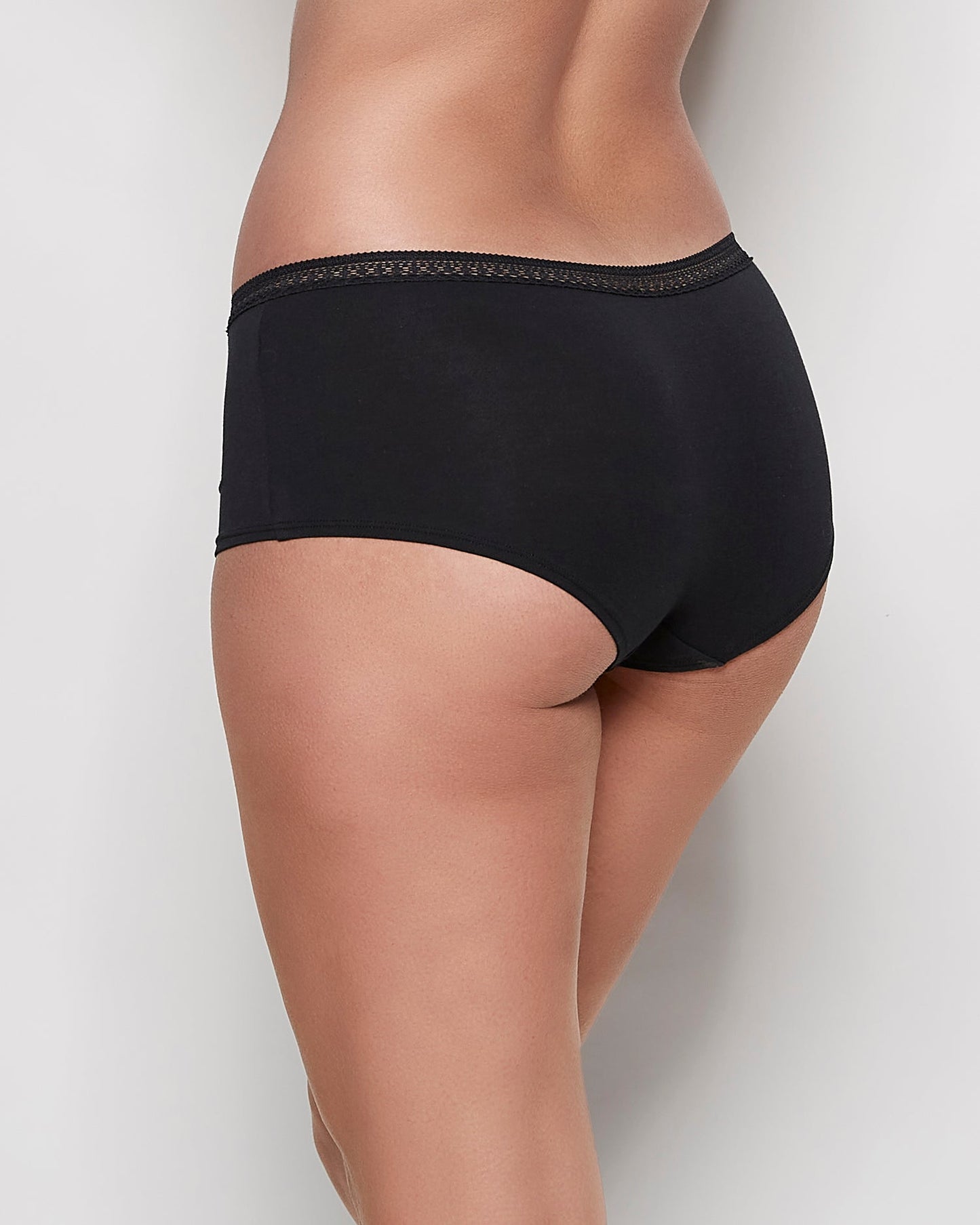Boyshort Panty with Elemental Lace in Black