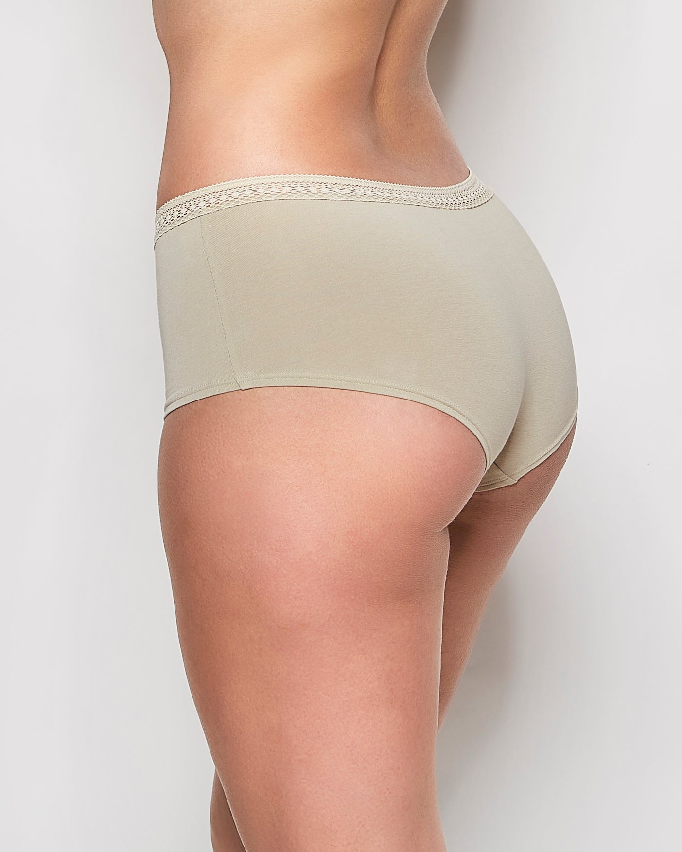 Boyshort Panty with Elemental Lace in Stone Grey