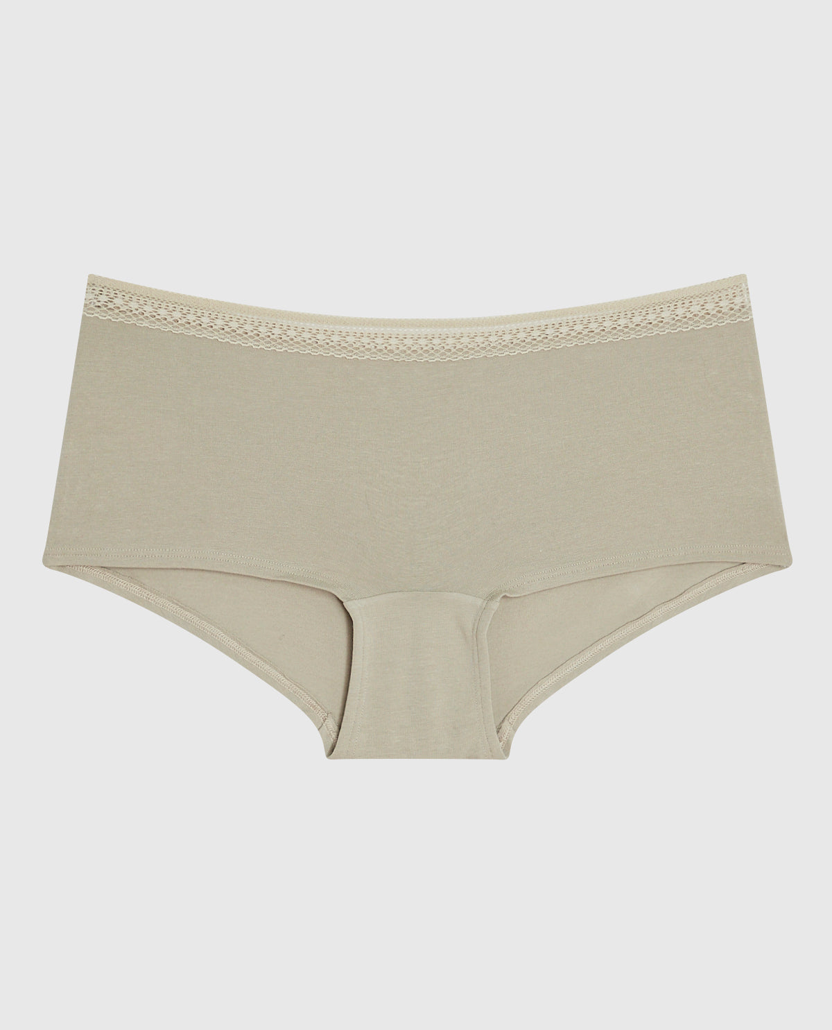 Boyshort Panty with Elemental Lace in Stone Grey