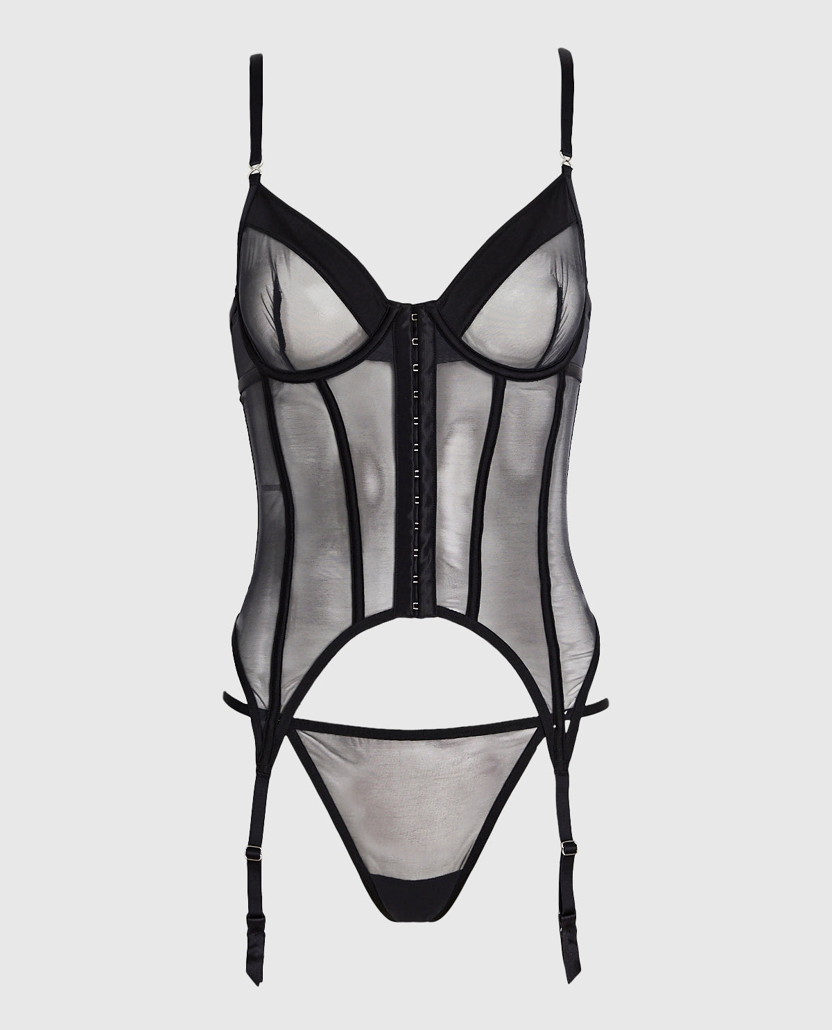 Mesh Hook-and-Eye Merrywidow in Black