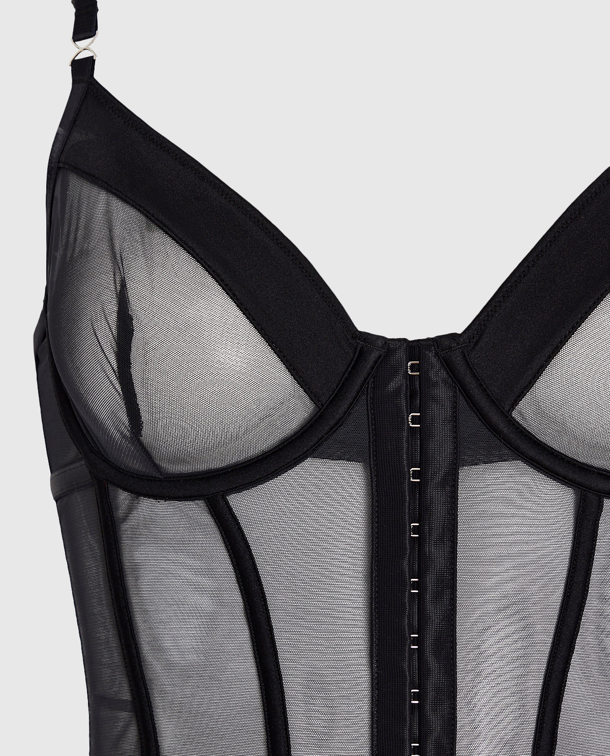 Mesh Hook-and-Eye Merrywidow in Black