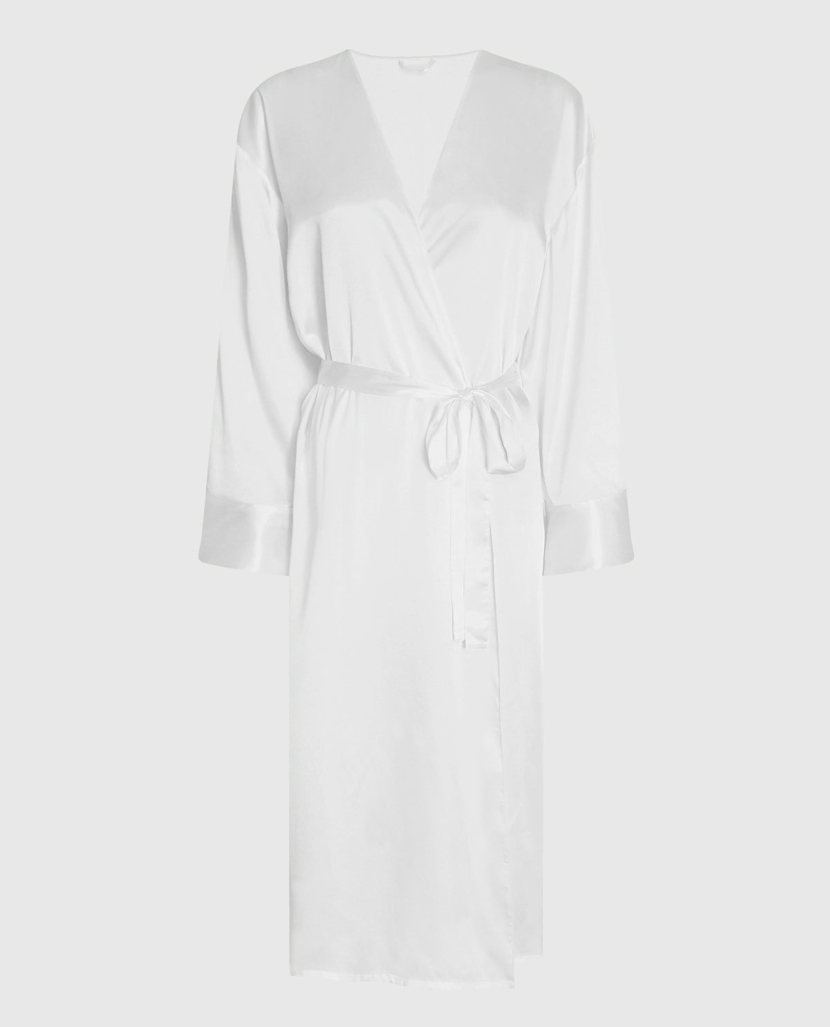 Satin Mid Length Robe in Ivory