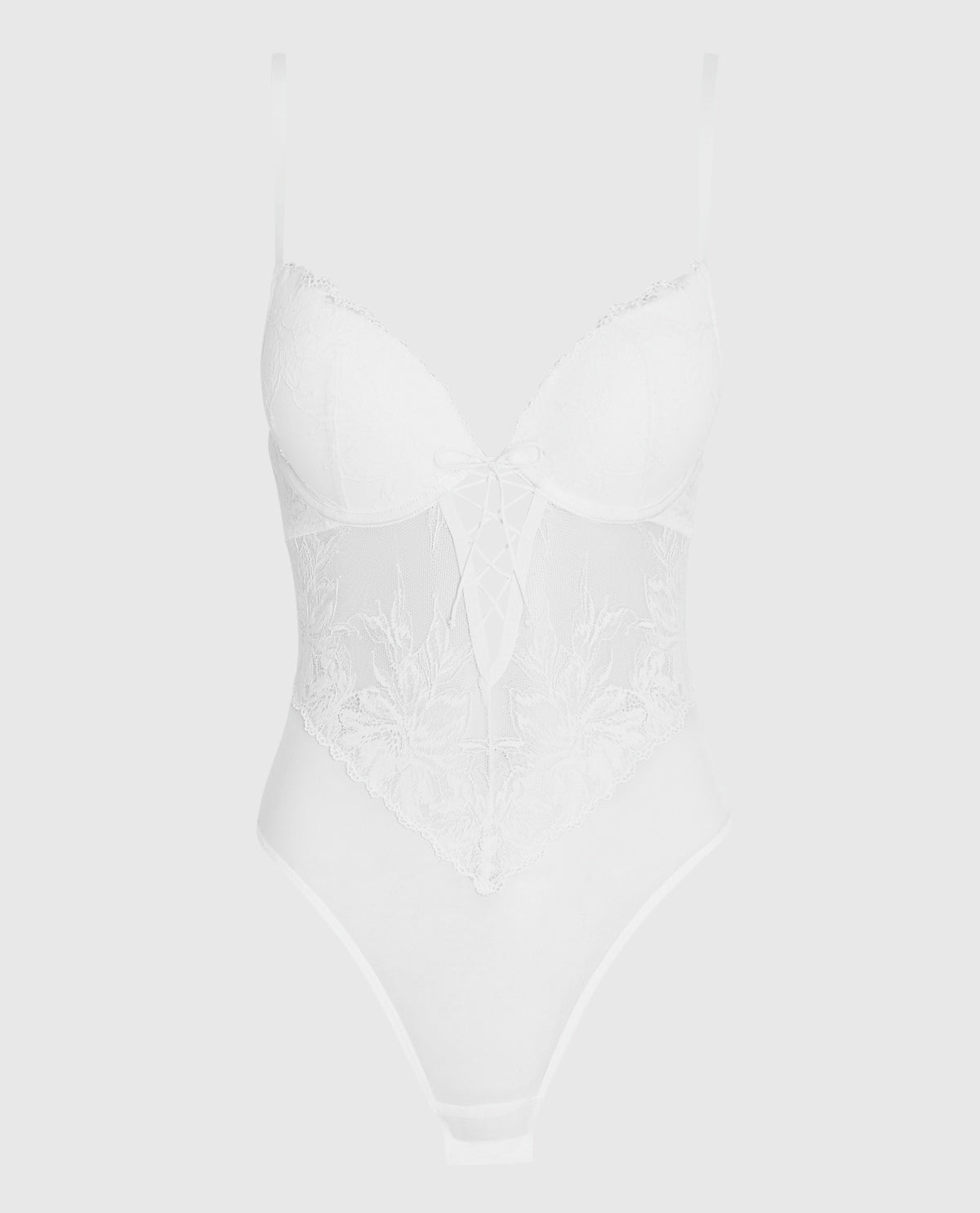 Lightly Lined Lace Bodysuit in Ivory